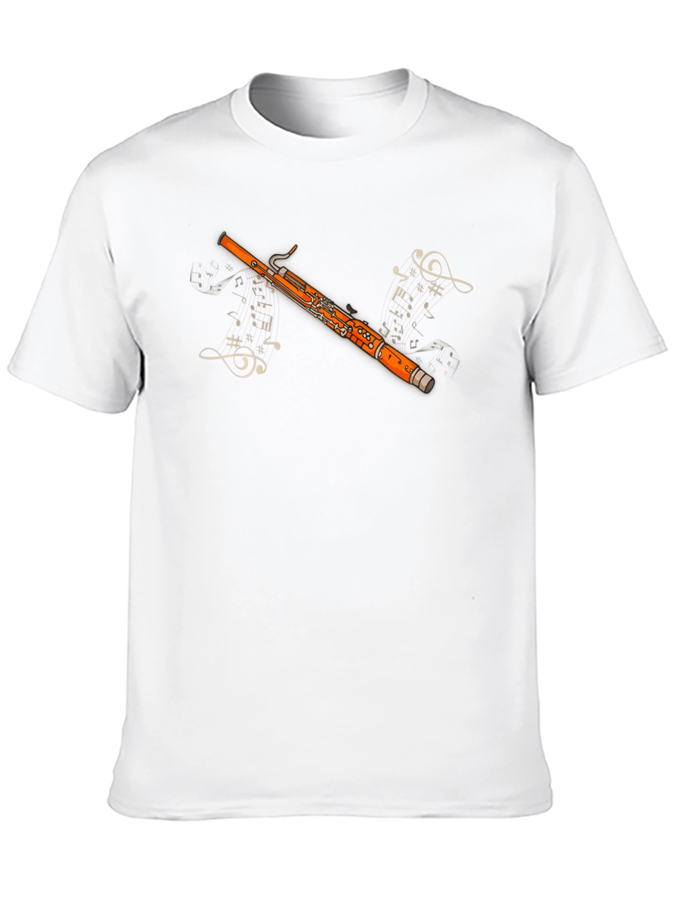 Black Bassoon Music Notes Graphic Black T-Shirt view 10