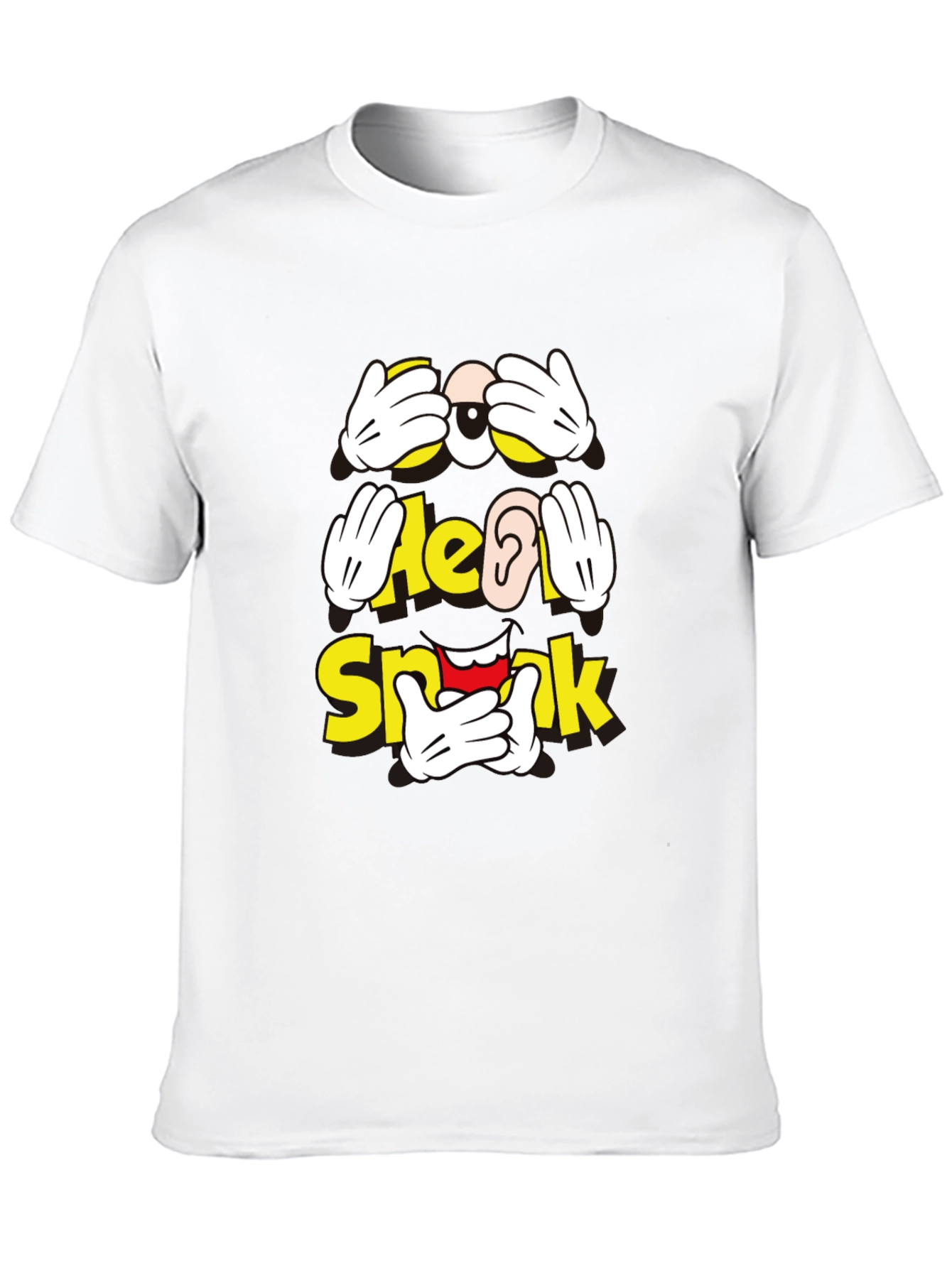 Black Hear No Speak No See No Evil Graphic T-Shirt view 10