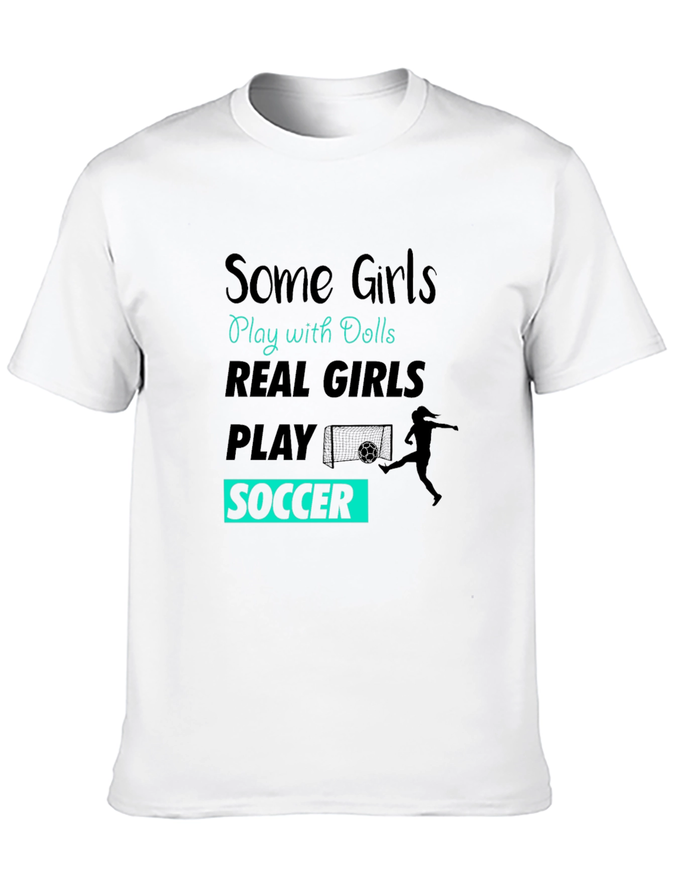 Black Real Girls Play Soccer Graphic T-Shirt view 10