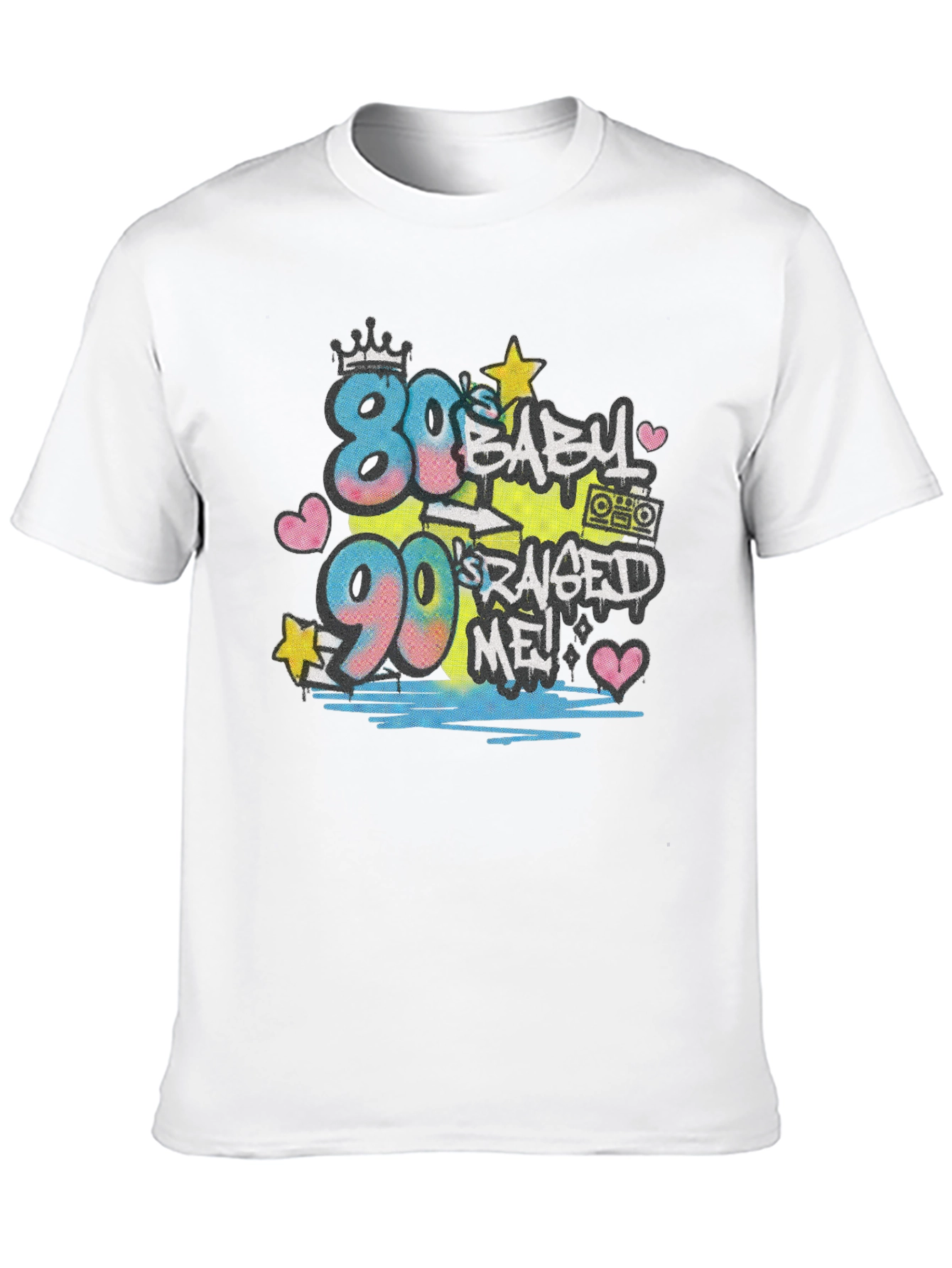 Black 80s Baby 90s Raised Me T-Shirt view 10