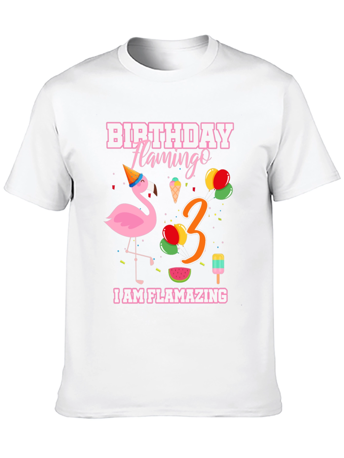 Black Birthday Flamingo Third Birthday T-Shirt view 10