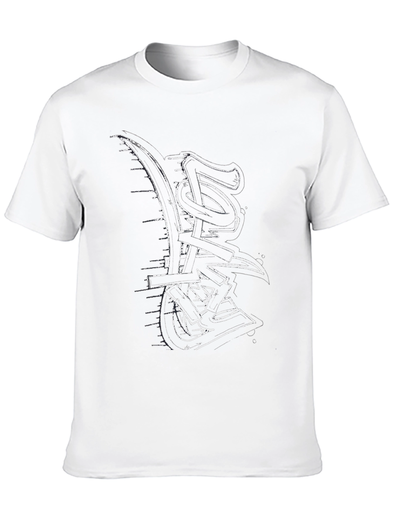 Black Edgy Black Graphic Tee - Abstract Graffiti Design view 10