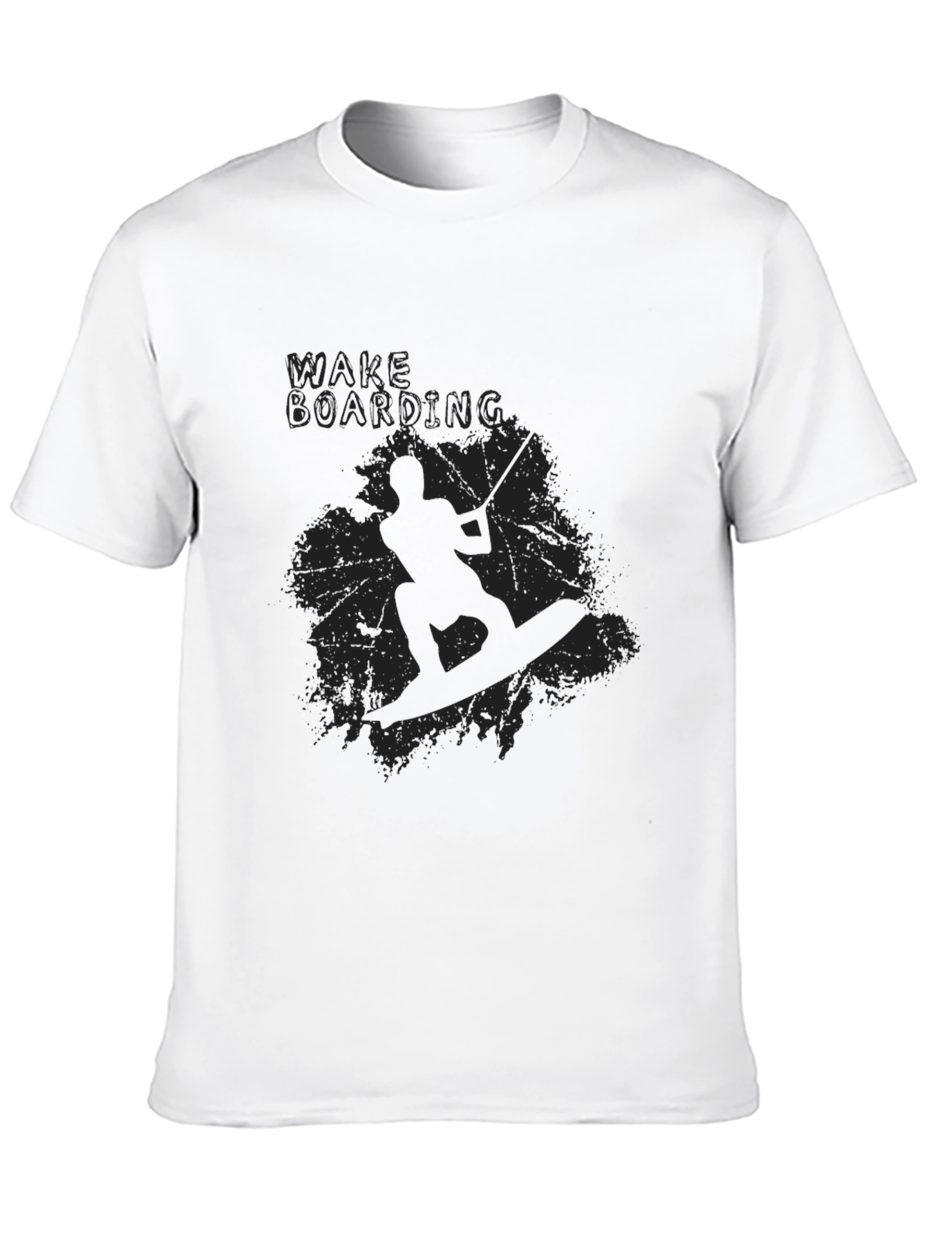 Black Wakeboarding Graphic Tee - Black Cotton T-Shirt view 10