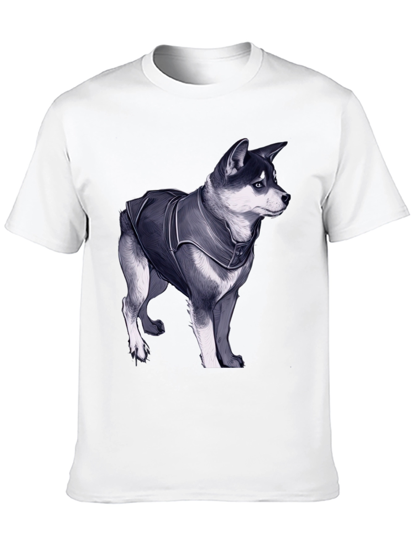Black Dog in Jacket Graphic Tee - Black Casual T-Shirt view 10