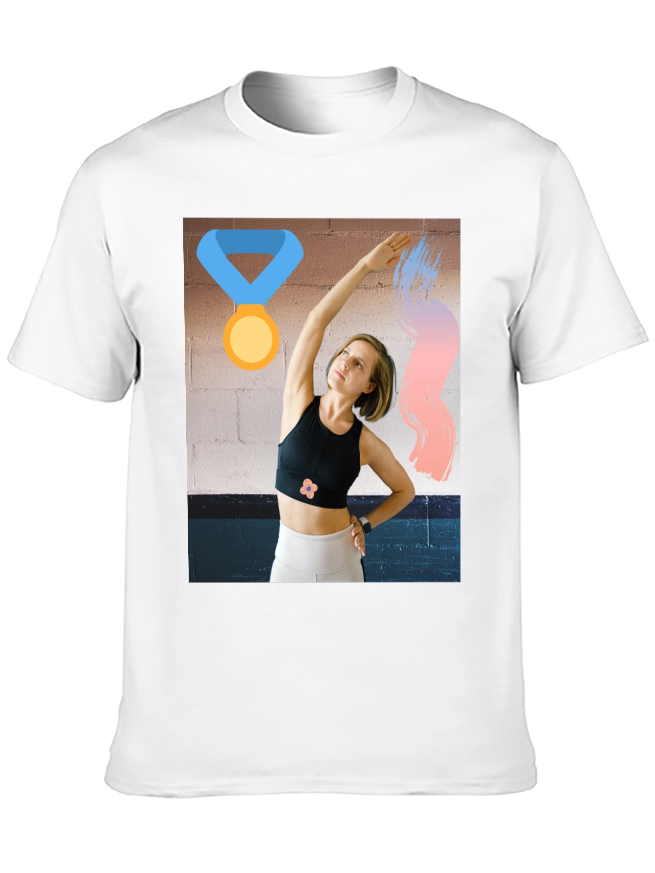 Black Graphic Tee with Athletic Woman Design view 10