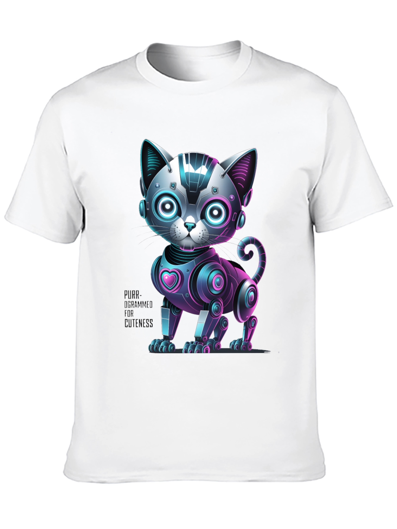 Black Robo Cat T-Shirt - Purr-ogrammer for Cuteness view 10