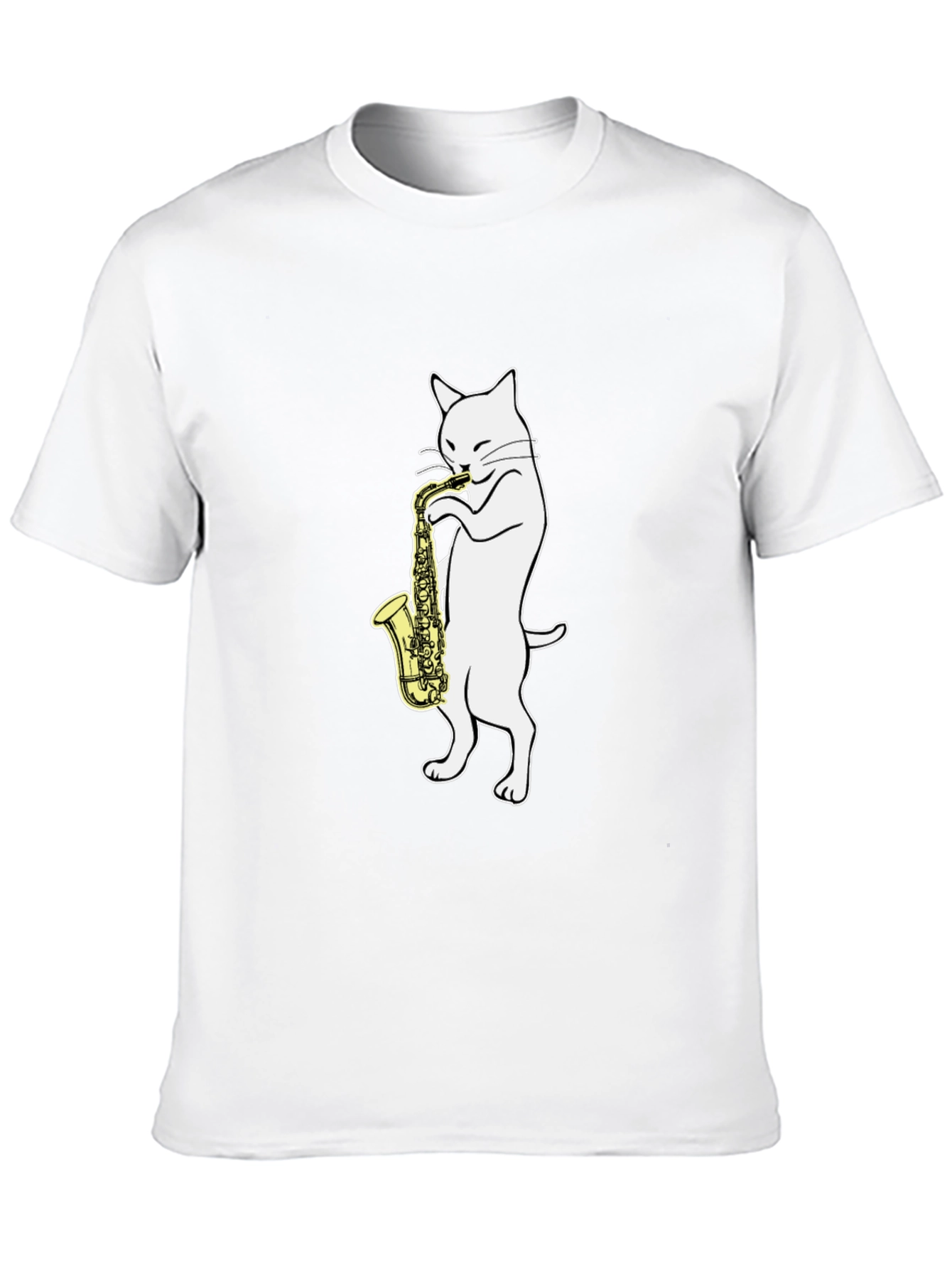 Black Cat Saxophone Player Graphic Tee - Black Cotton view 10