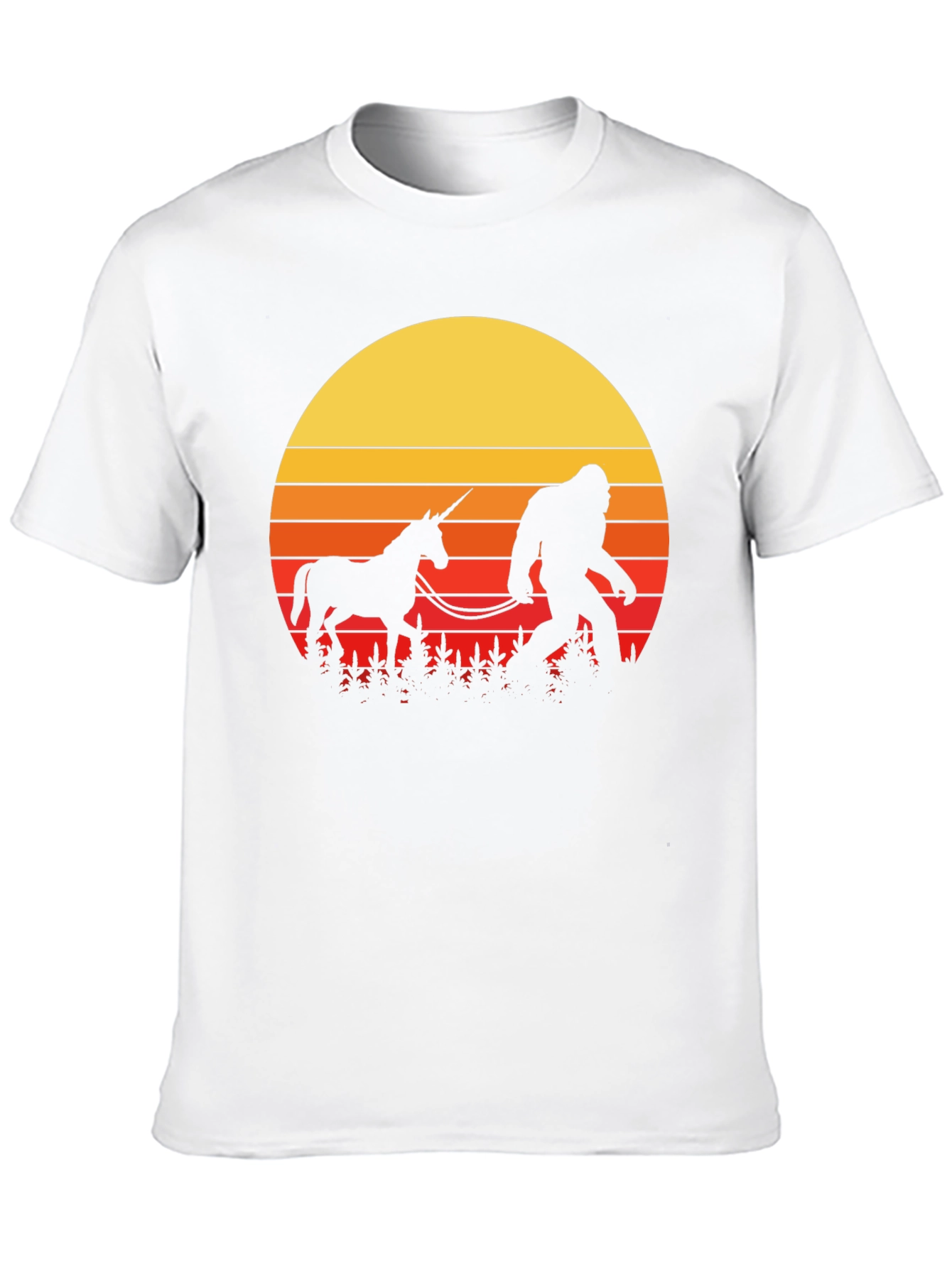 Black Sasquatch & Unicorn Sunset T-Shirt view 10