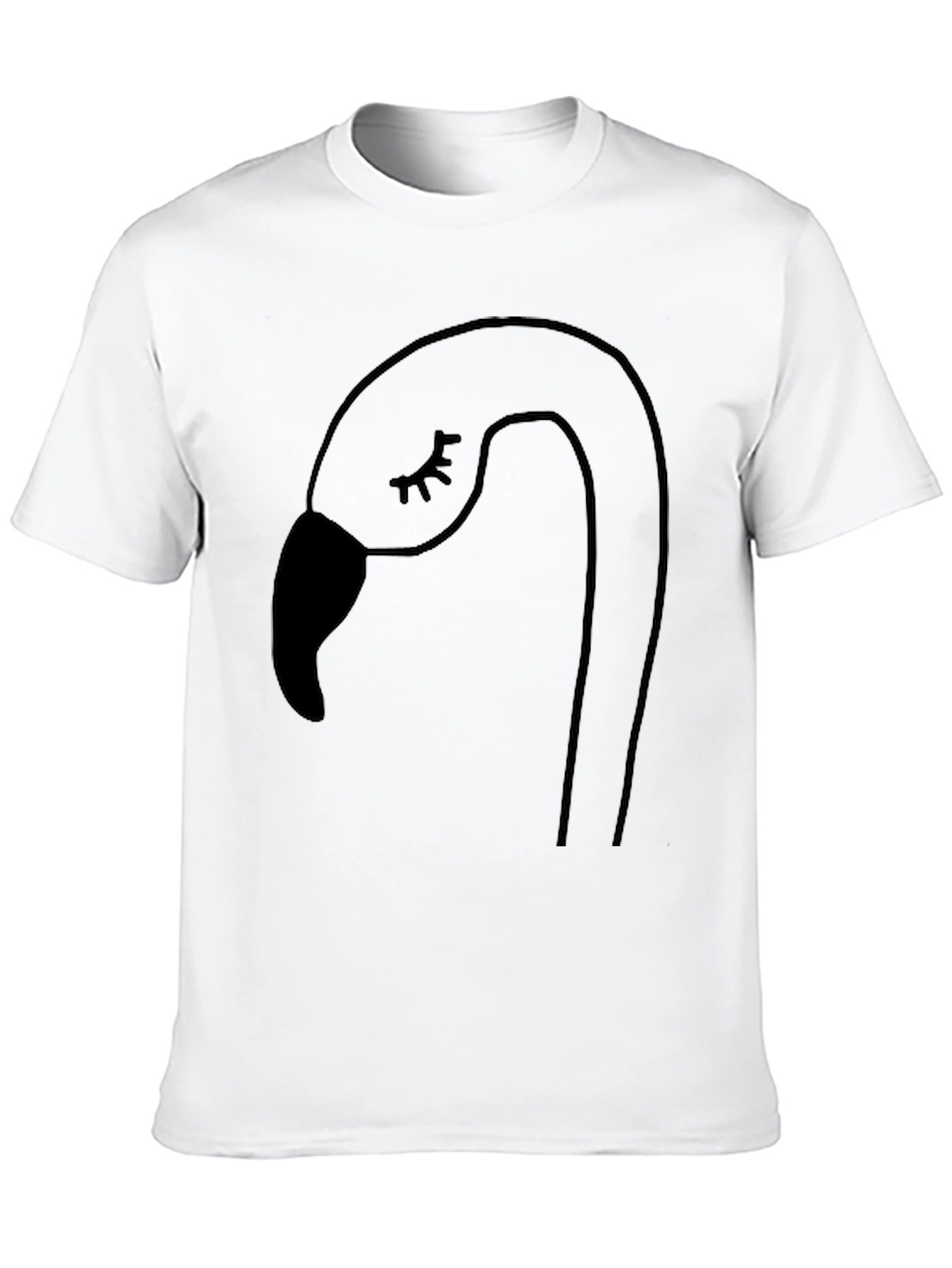 Black Minimalist Flamingo Tee - Black Cotton Blend view 10