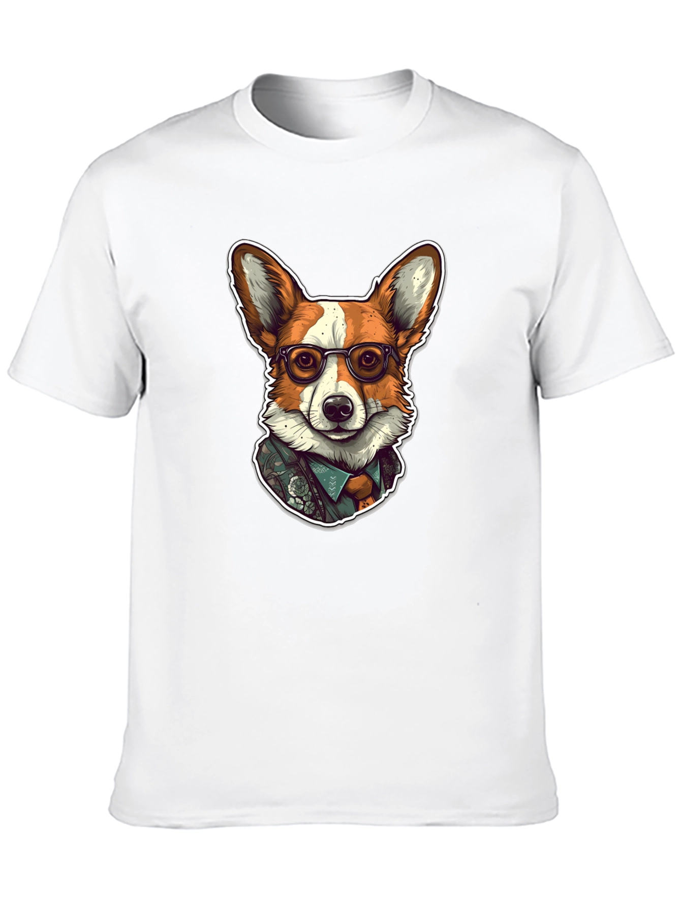 Black Hipster Corgi Graphic Tee - Unisex Soft Cotton Shirt view 10
