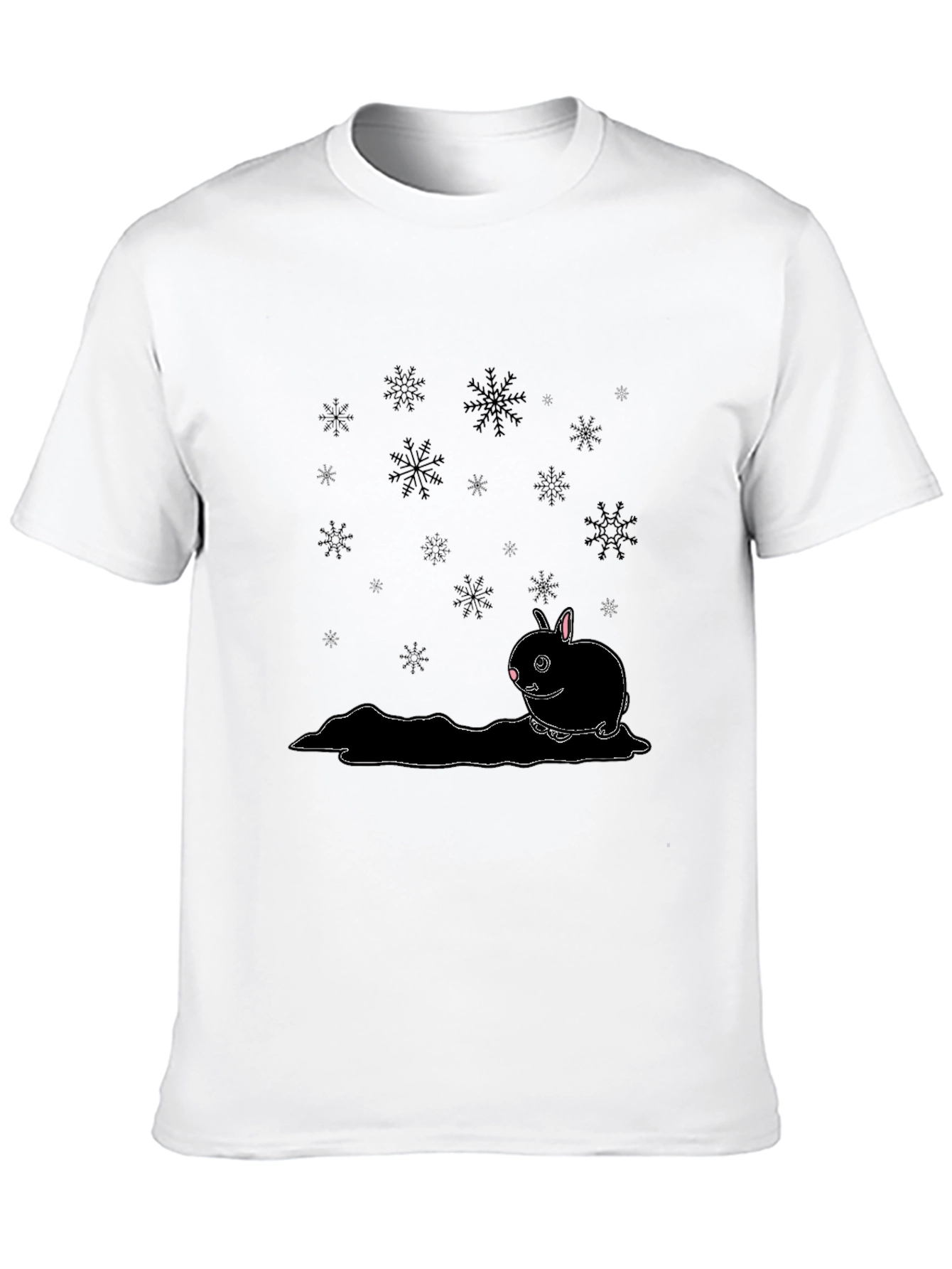 Black Winter Rabbit Graphic Tee - Black Cotton Blend view 10