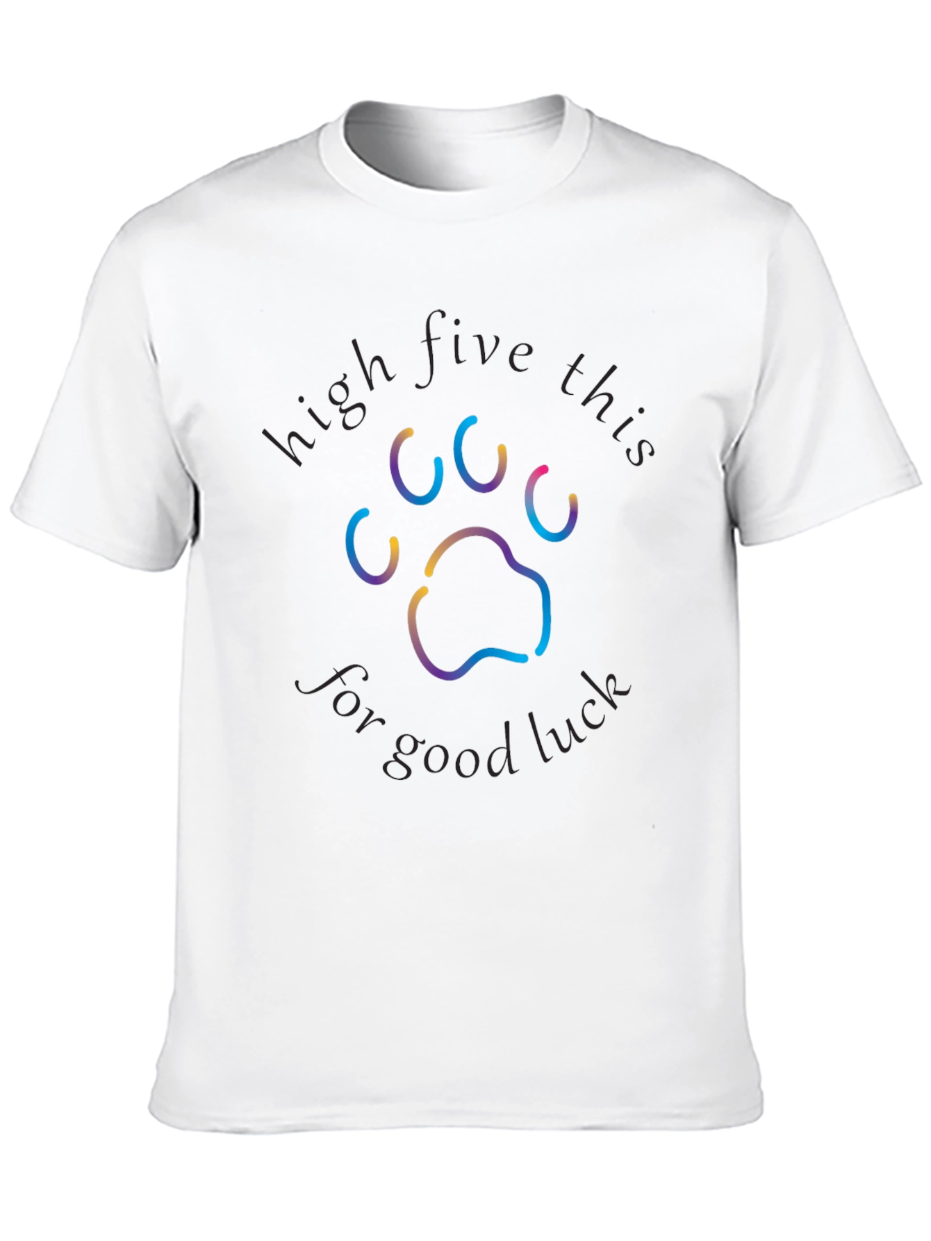 Black High Five for Good Luck Paw Print T-Shirt view 10