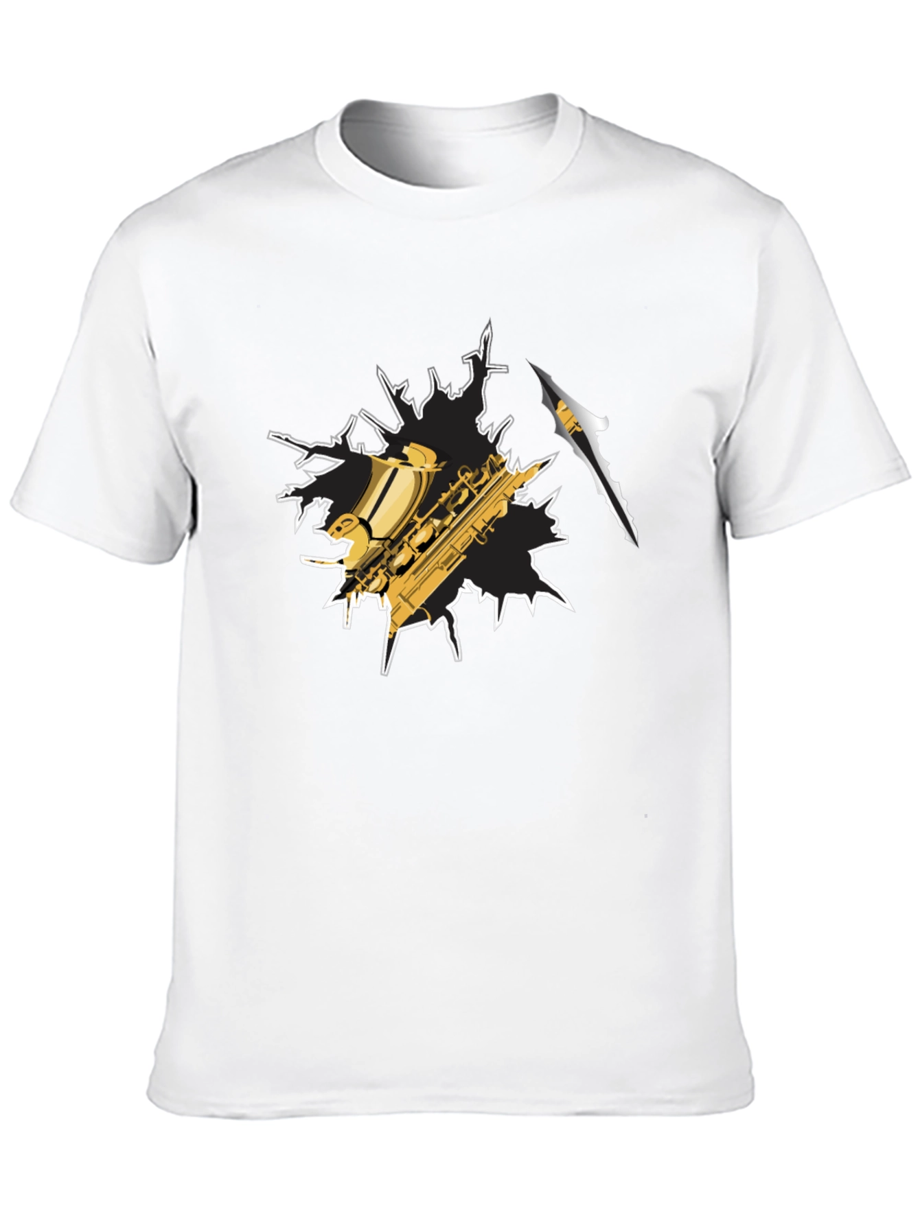 Black Saxophone Graphic T-Shirt - Cool Music Tee view 10