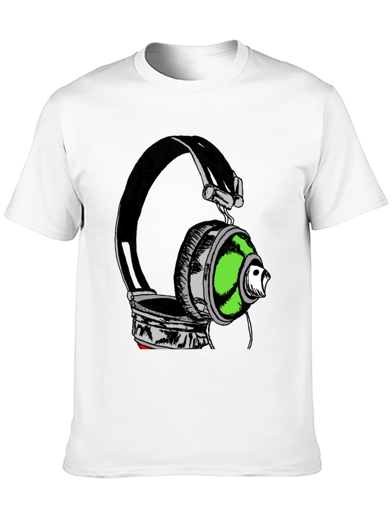Black Headphones Graphic Print T-Shirt - Black view 10