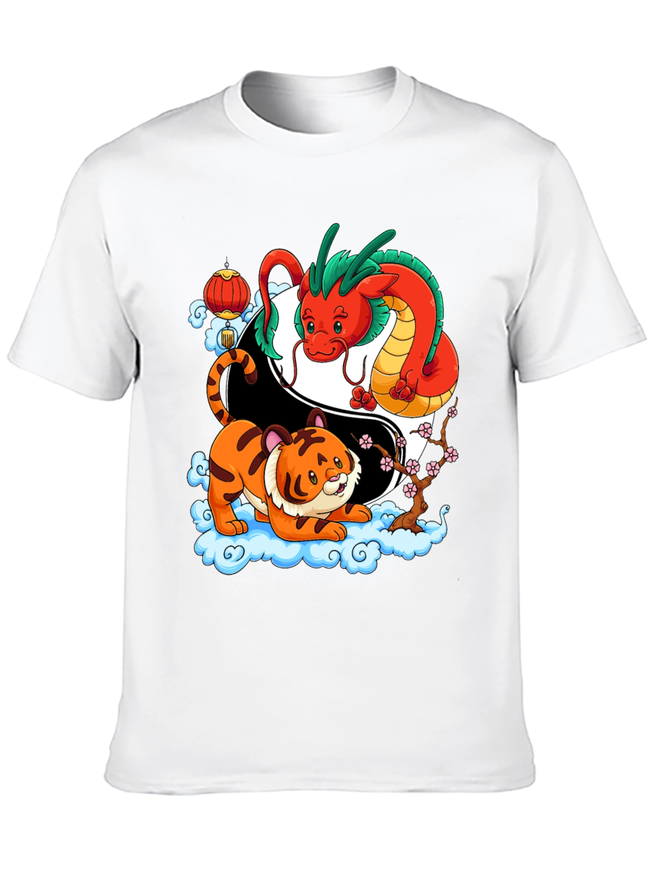 Black Year of the Dragon & Tiger Yin Yang T-Shirt view 10