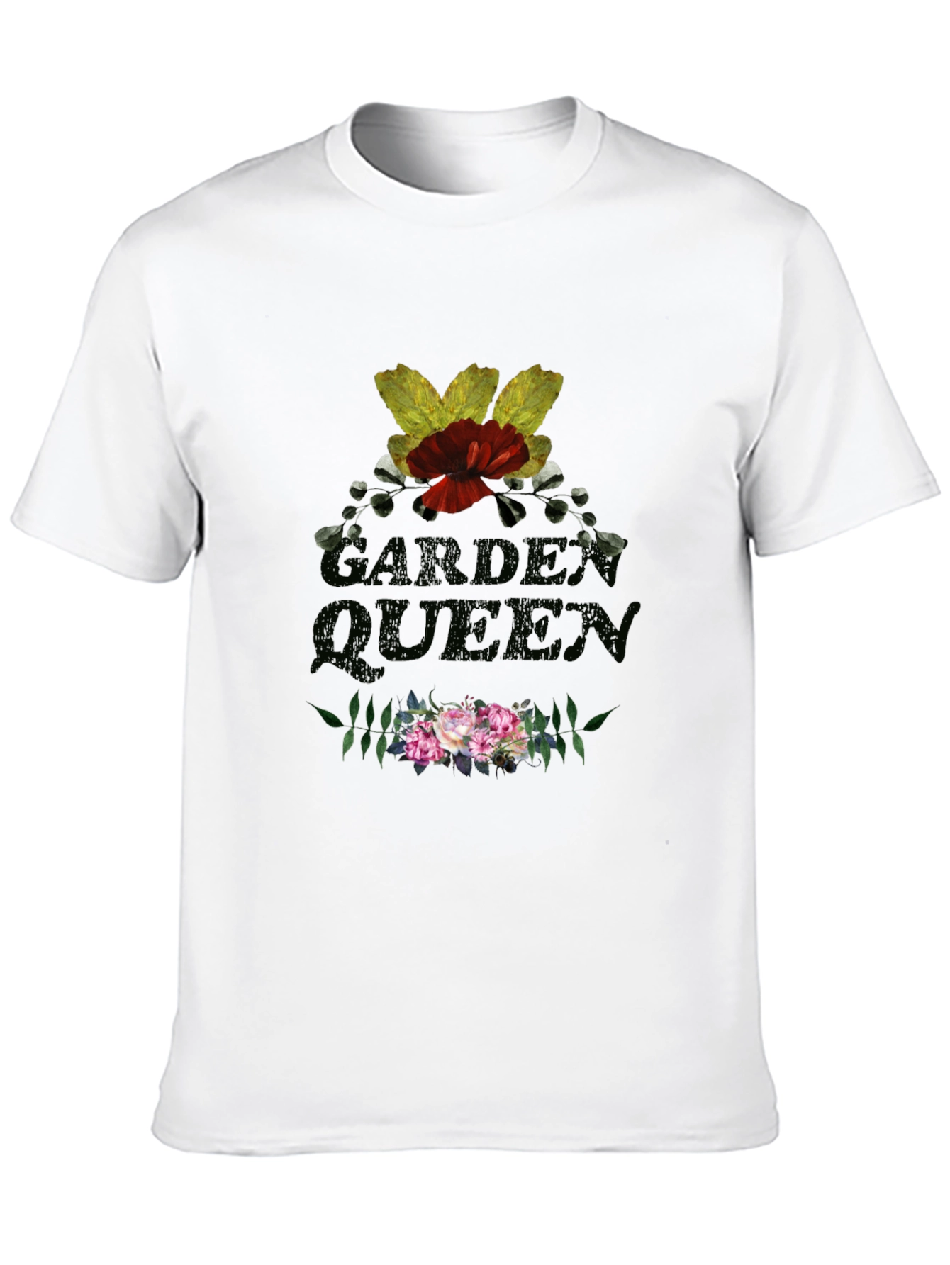 Black Garden Queen Floral T-Shirt - Black Cotton Tee view 10