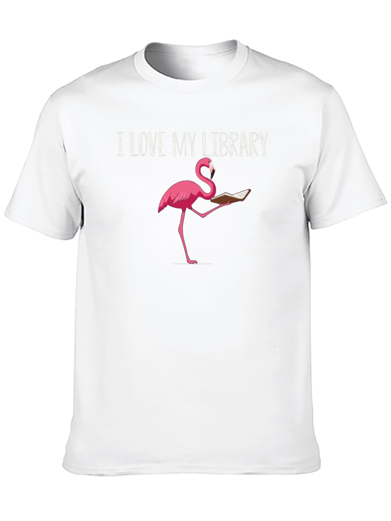 Black I Love My Library Flamingo Reading T-Shirt view 10