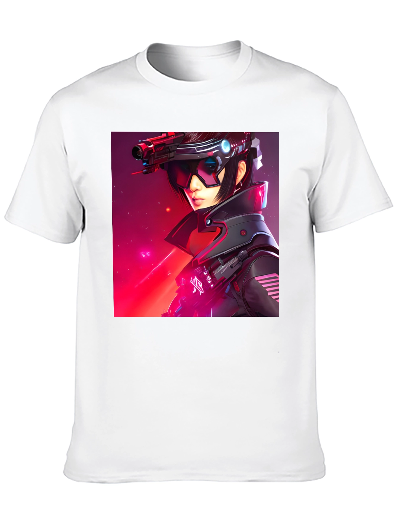 Black Sci-Fi Cyberpunk Girl Graphic Black T-Shirt view 10