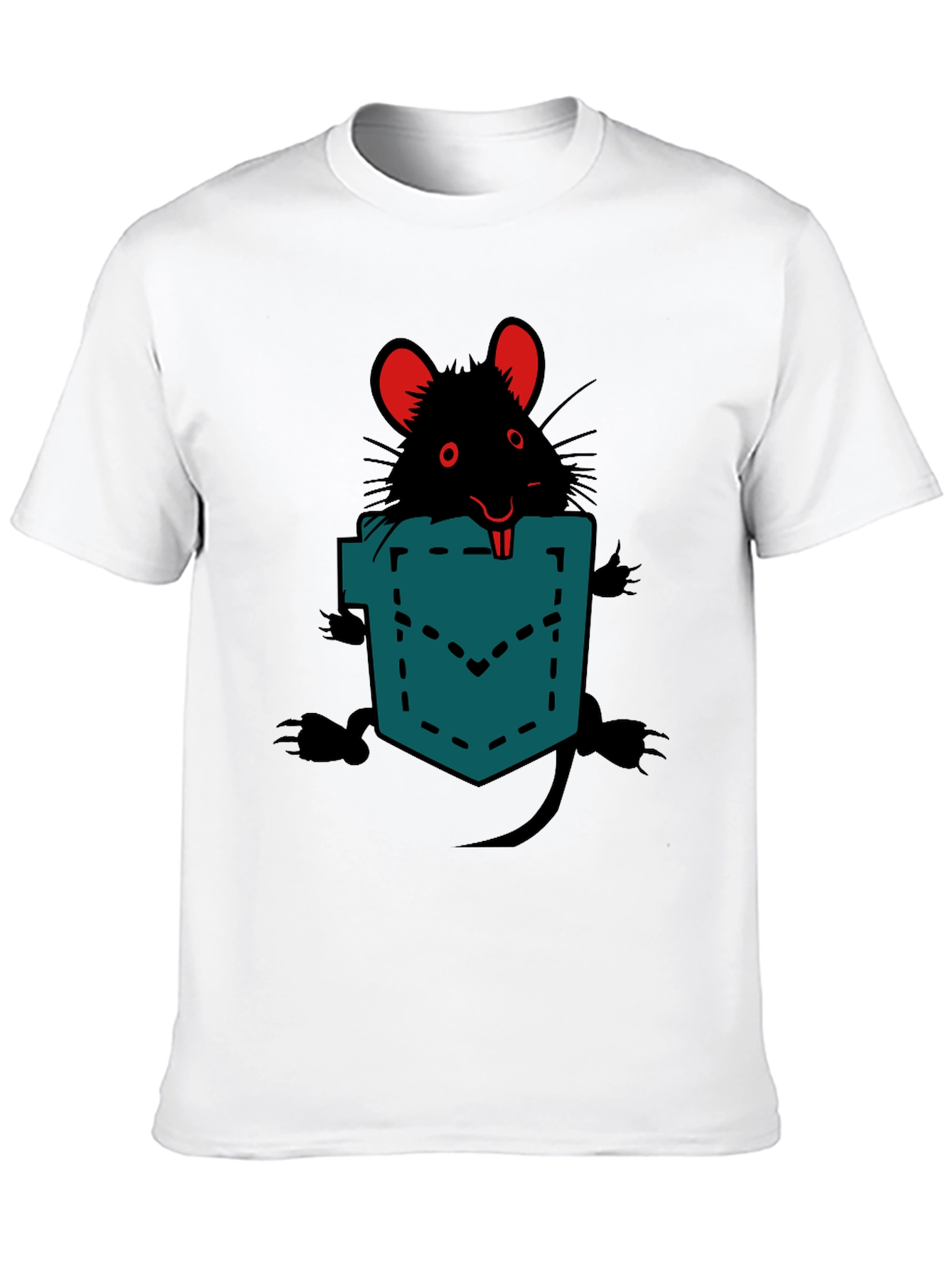 Black Rat in Pocket Graphic Tee - Novelty Animal T-Shirt view 10