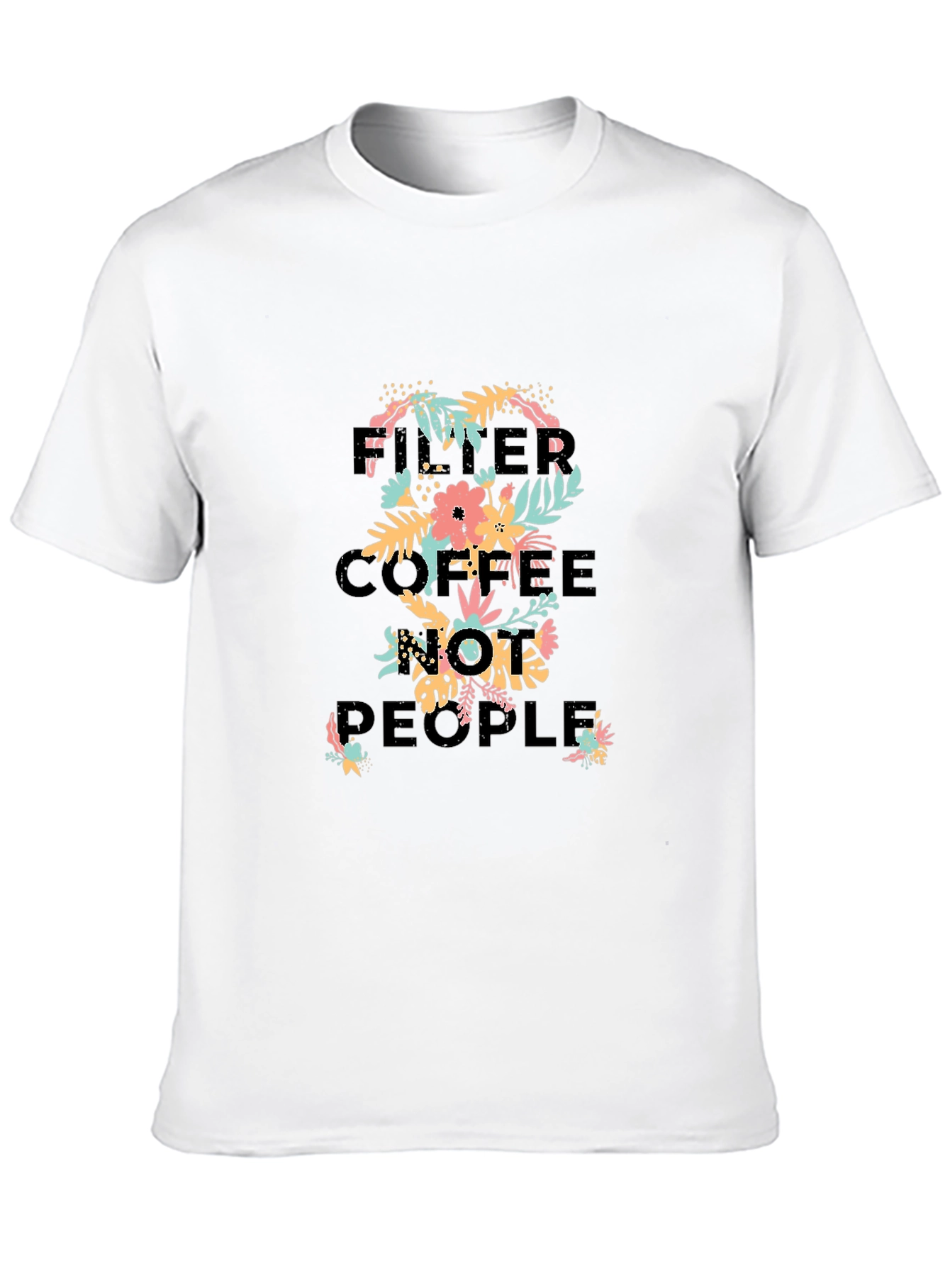 Black Floral "I Need Coffee" Graphic T-Shirt view 10