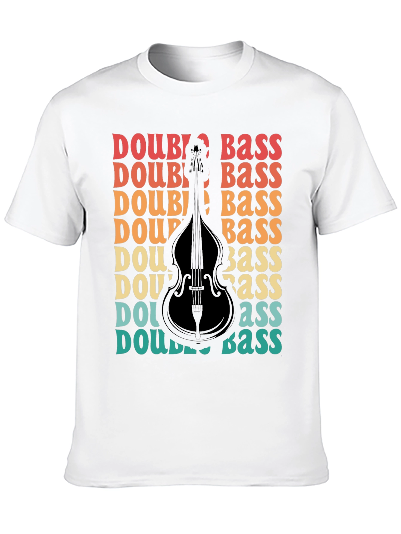 Black Double Bass Graphic T-Shirt Retro Style Musician Tee view 10