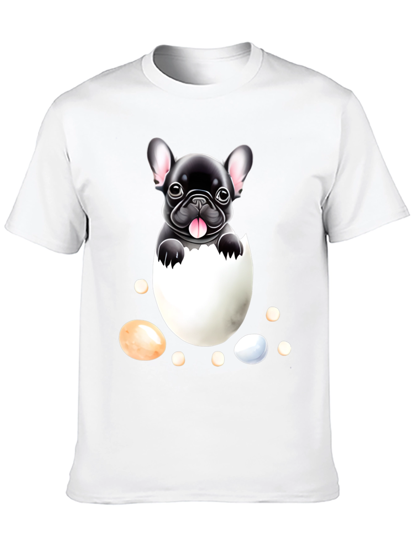 Black Bulldog Puppy in Egg Graphic Tee view 10