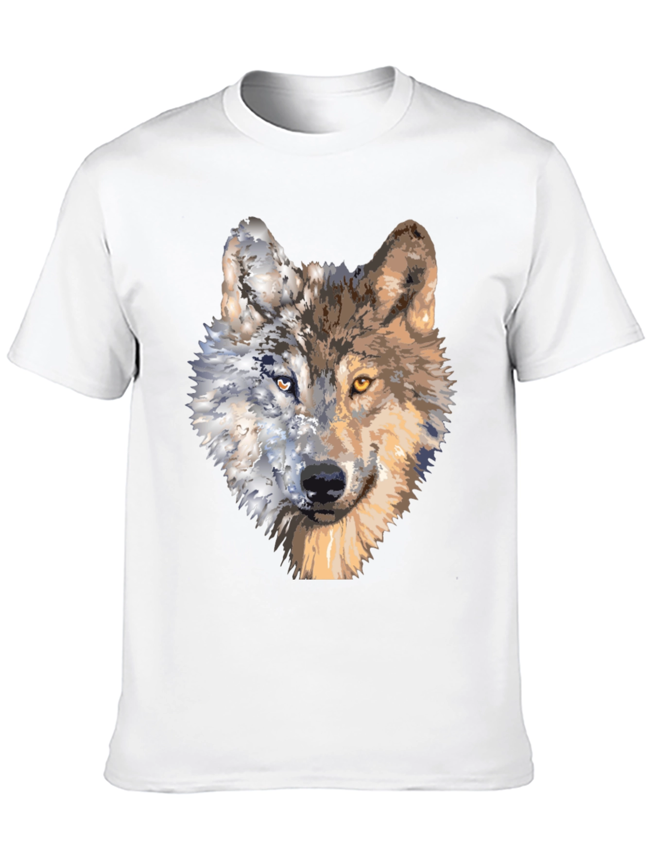 Black Wolf Portrait Graphic Tee - Unique Two-Faced Design view 10