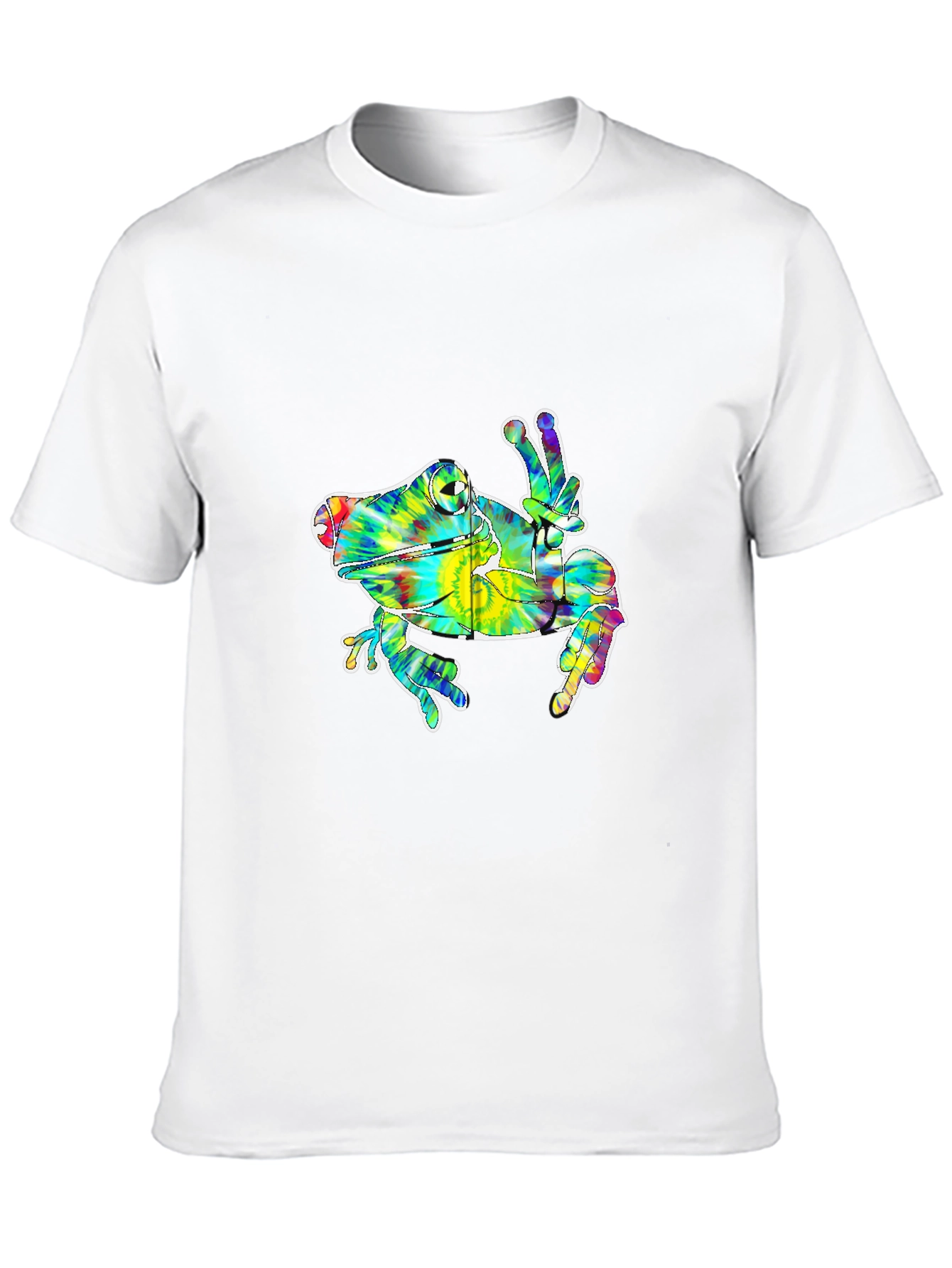 Black Tie Dye Frog Peace Sign Graphic T-Shirt view 10