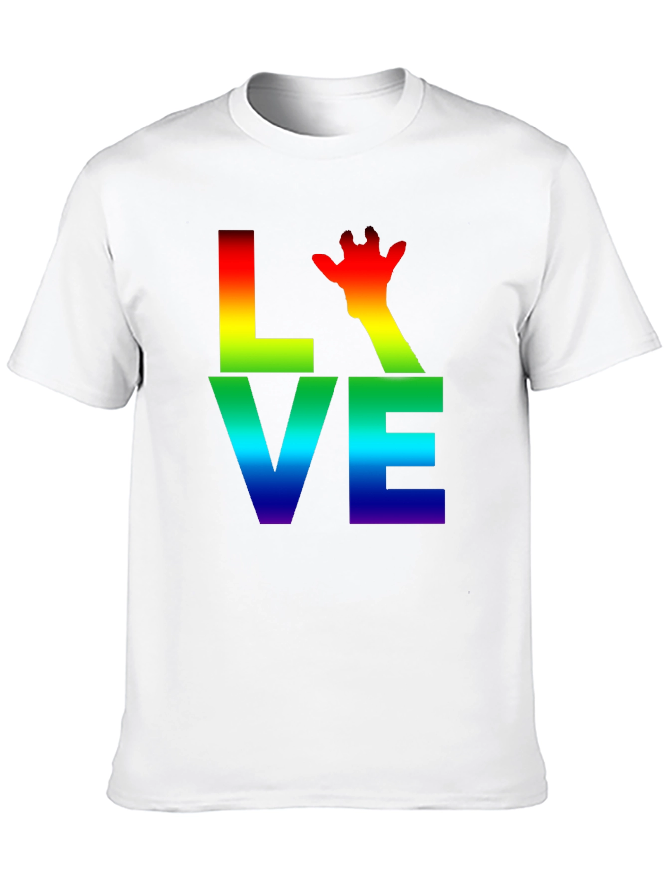 Black Rainbow LOVE Giraffe Graphic T-Shirt view 10