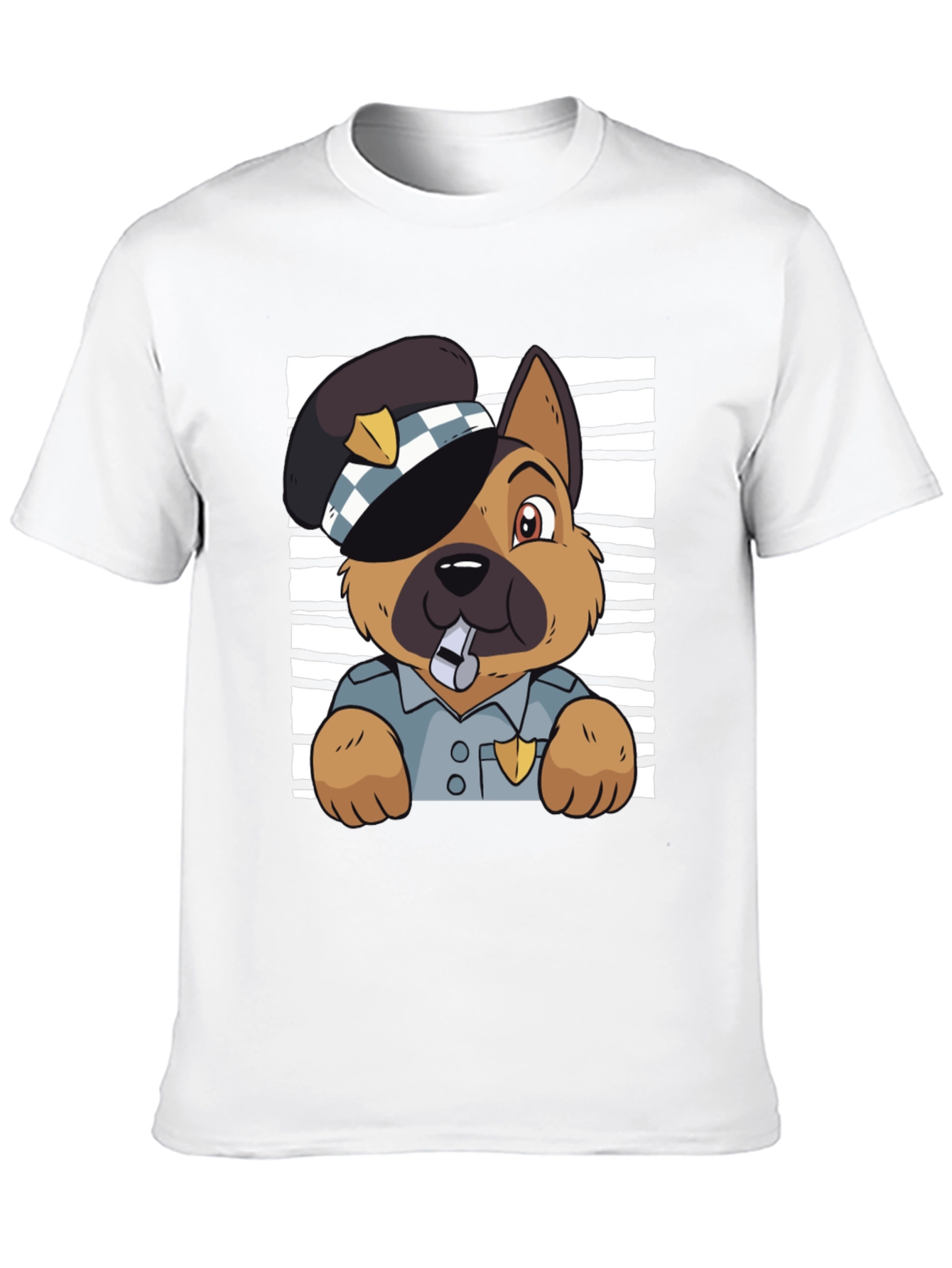 Black Police Dog Graphic T-Shirt - Cute Cartoon Design view 10