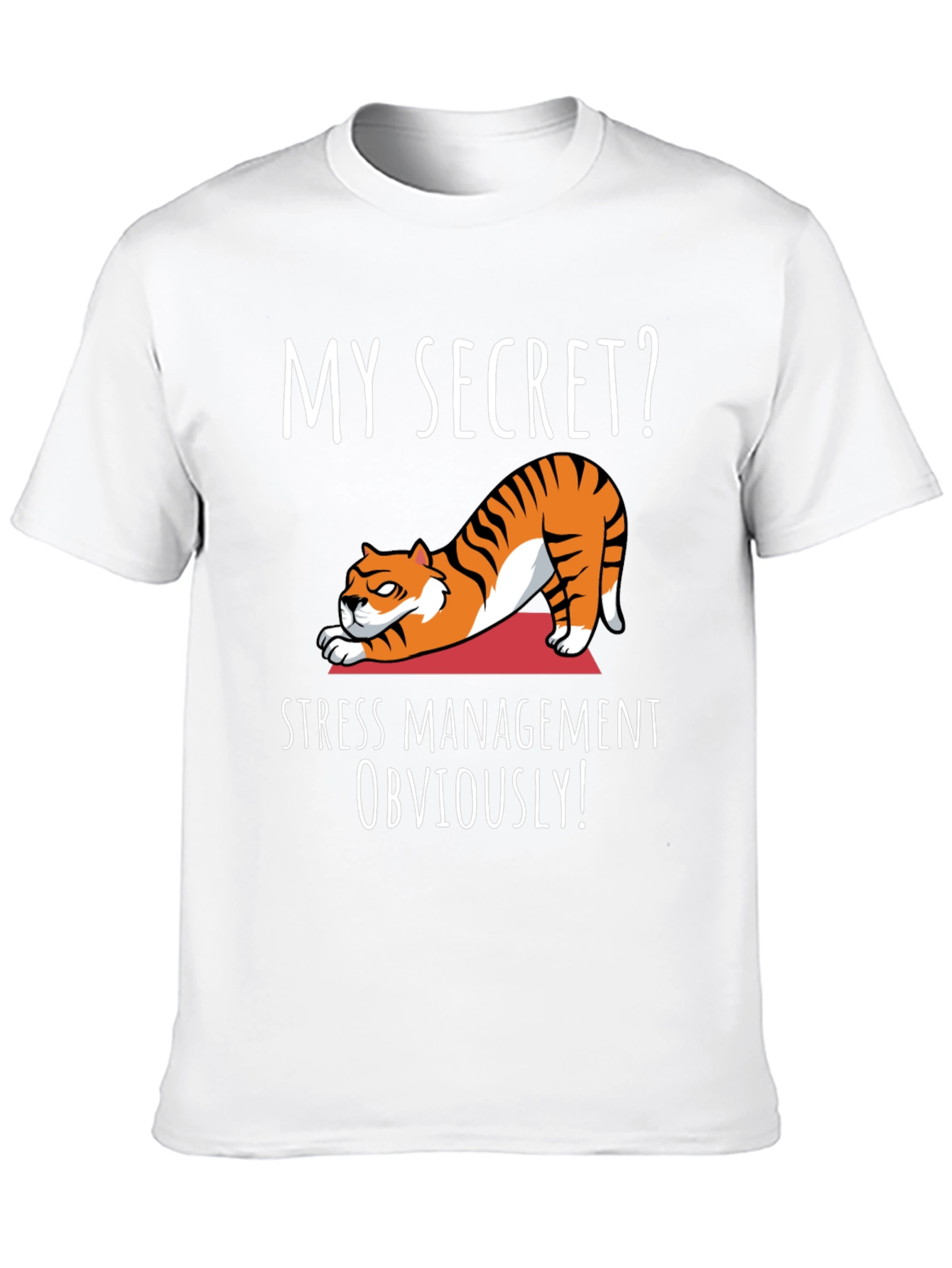 Black Funny Yoga Cat T-Shirt - My Secret? Stress Management Obviously! view 10