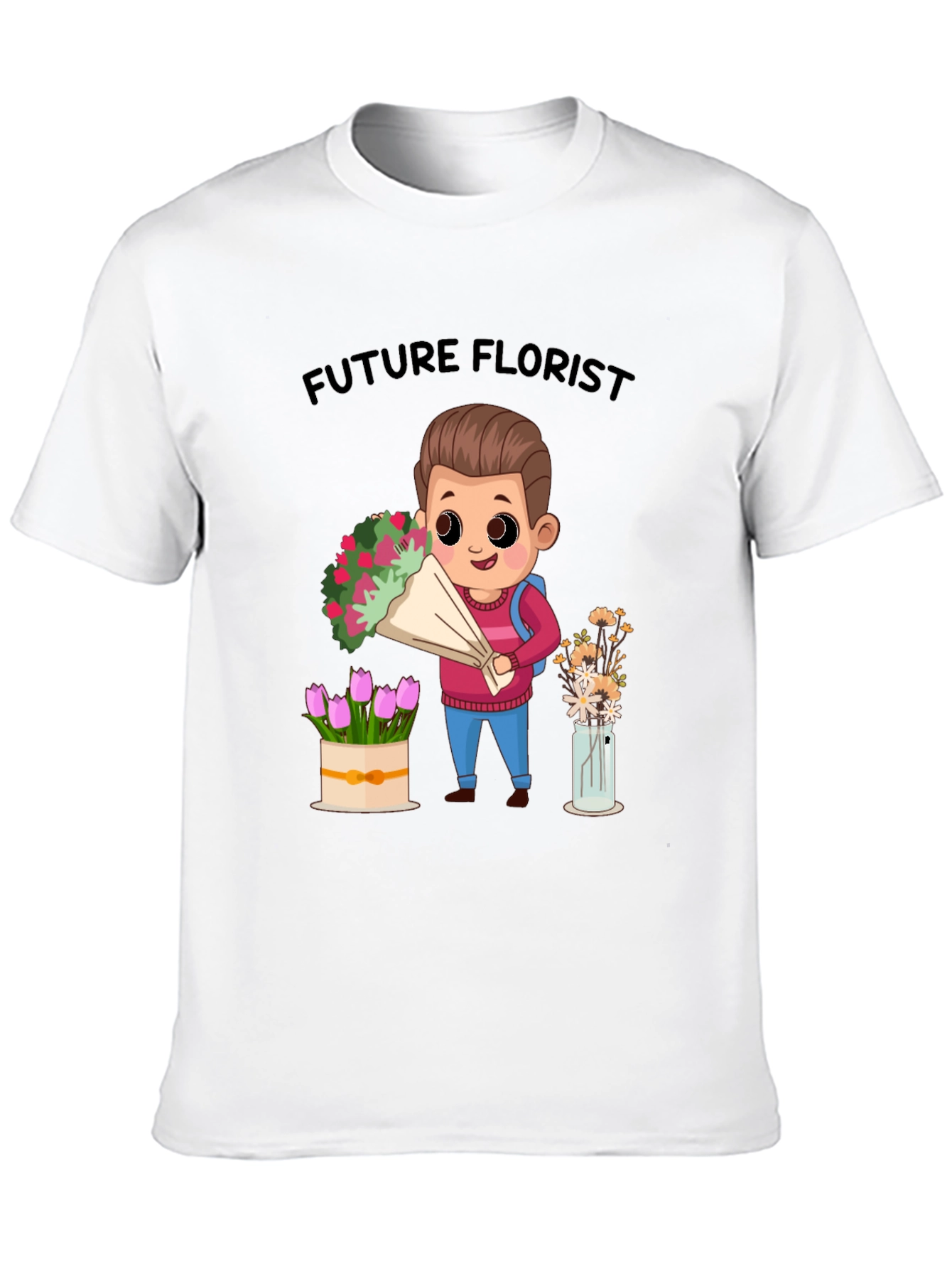 Black Future Florist Graphic T-Shirt - Cute Floral Design view 10