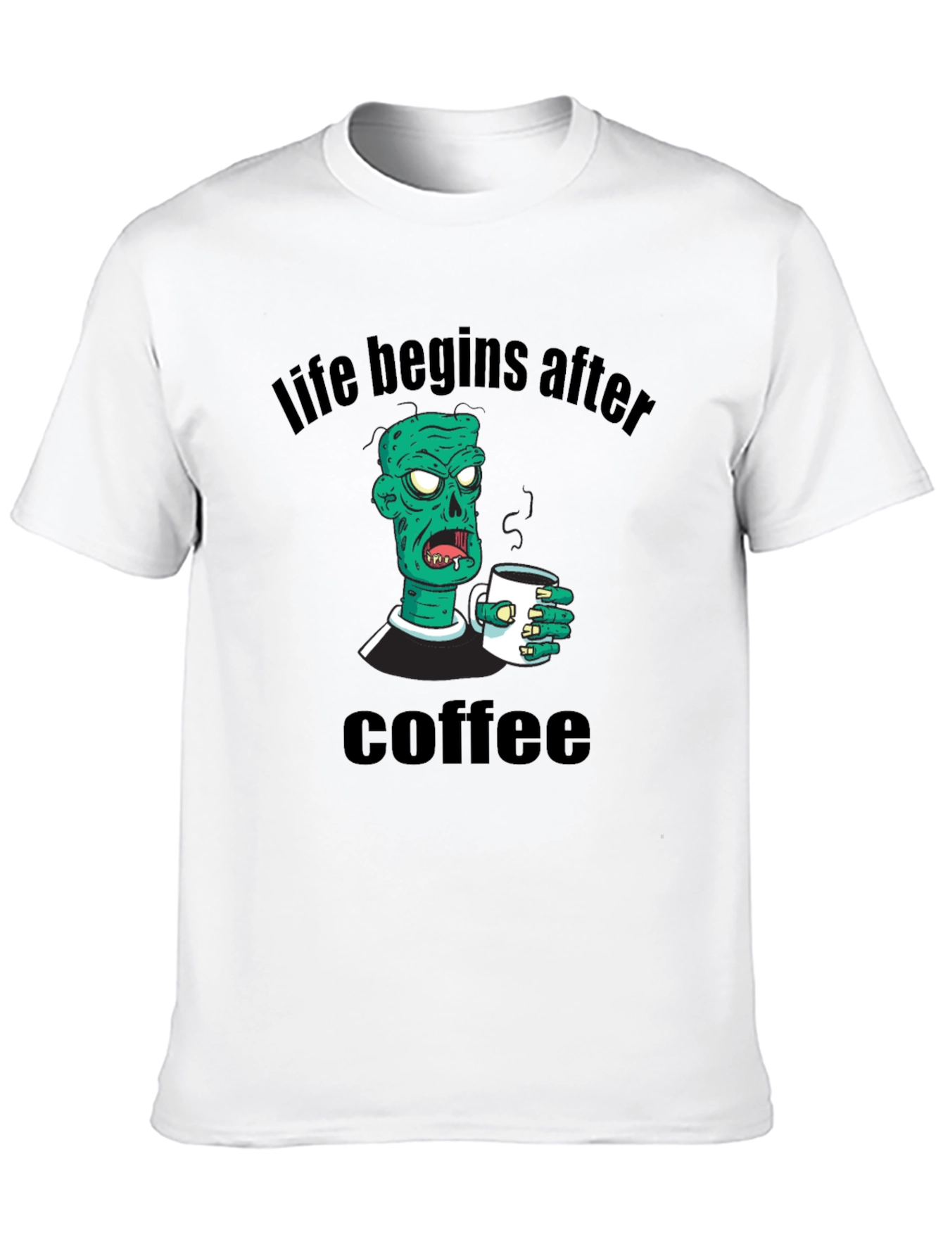 Black Life Begins After Coffee Zombie T-Shirt view 10