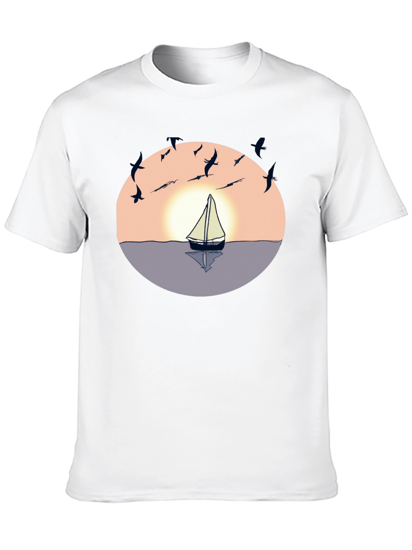 Black Sunset Sailboat Graphic Tee - Black Cotton Blend view 10