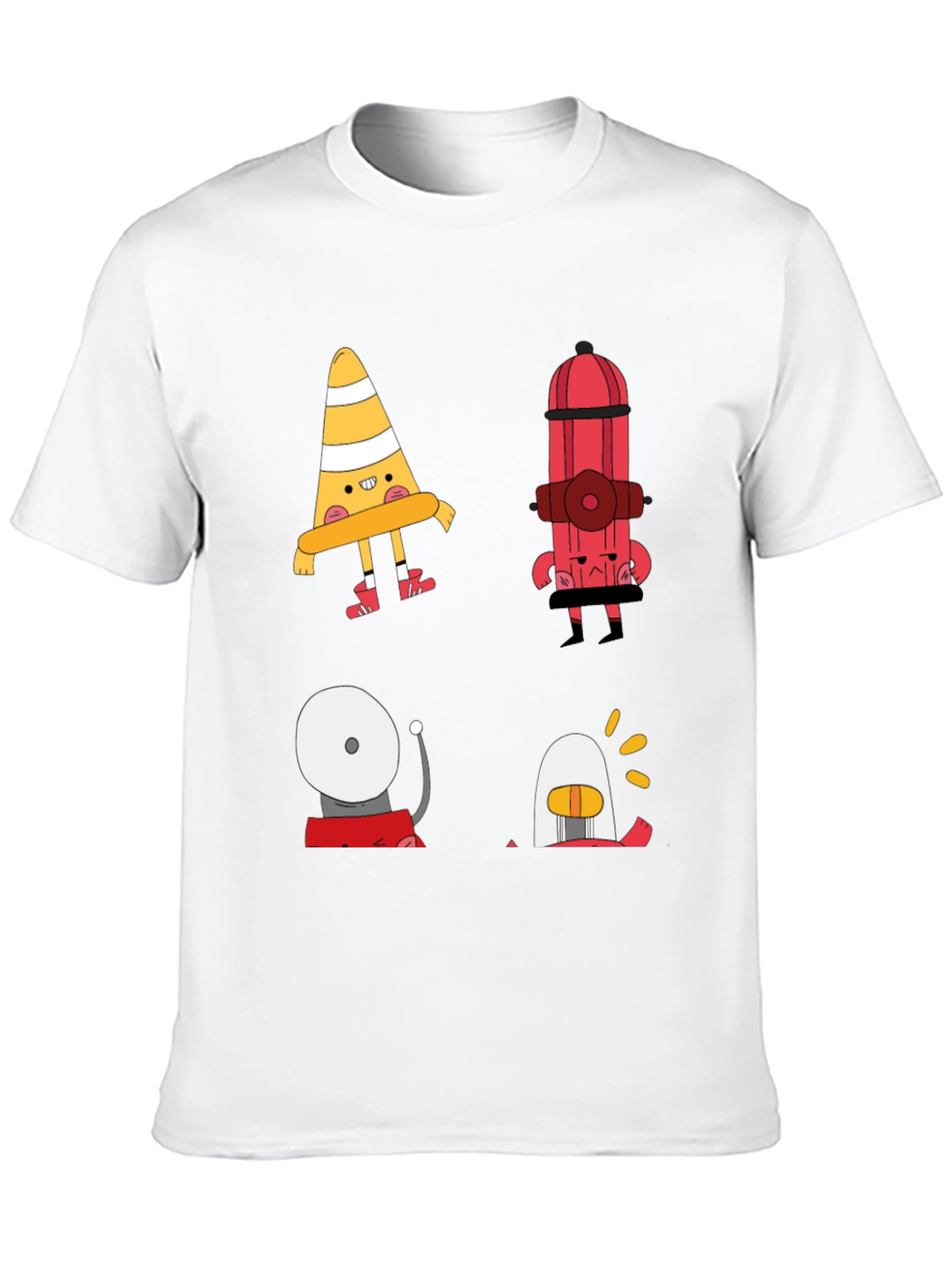 Black Cartoon Fire Safety Black T-Shirt view 10