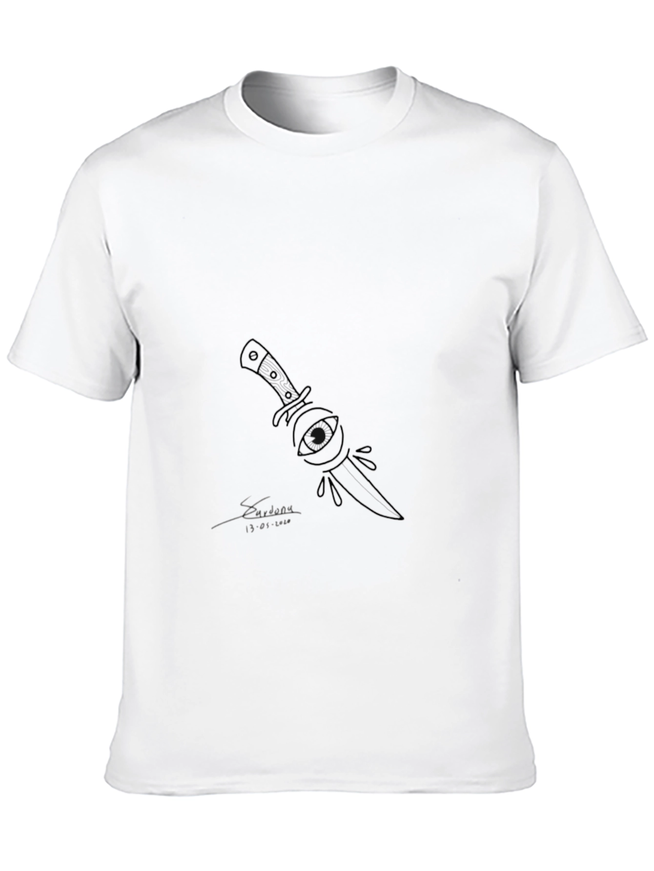 Black Black T-Shirt with Knife & Eye Graphic view 10