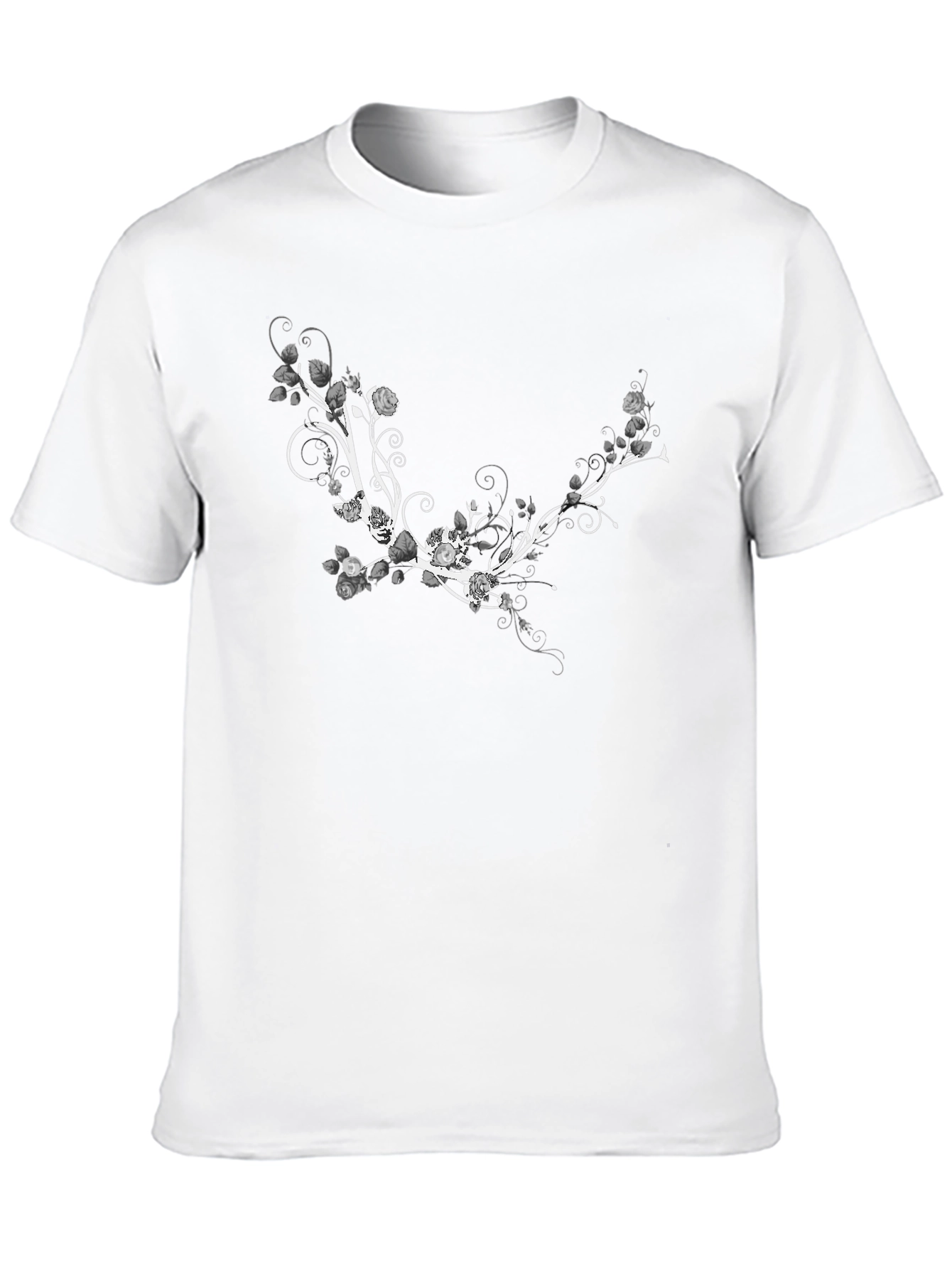 Black Floral Vine Graphic T-Shirt - Stylish Black Tee view 10