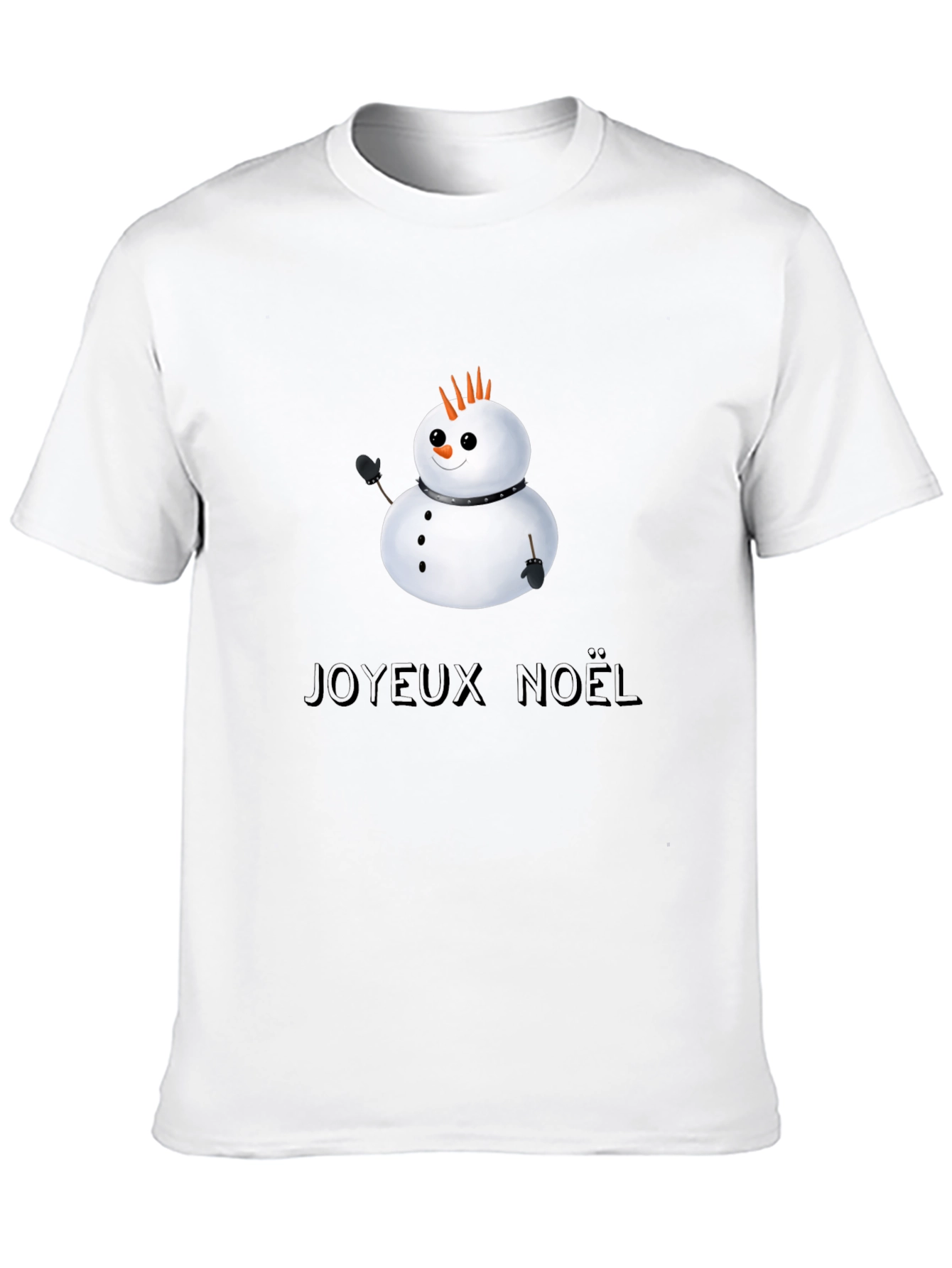 Black Joyeux Noel Snowman Black T-Shirt view 10
