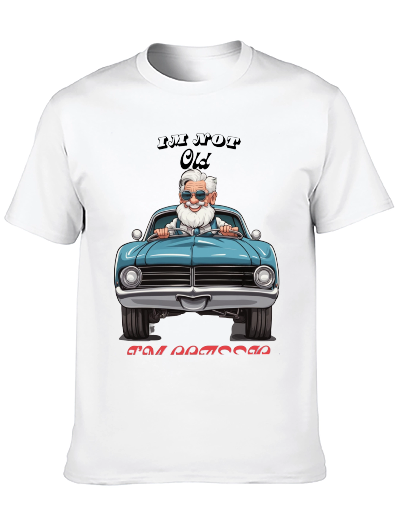 Black Funny Old Man Driving Classic Car T-Shirt view 10