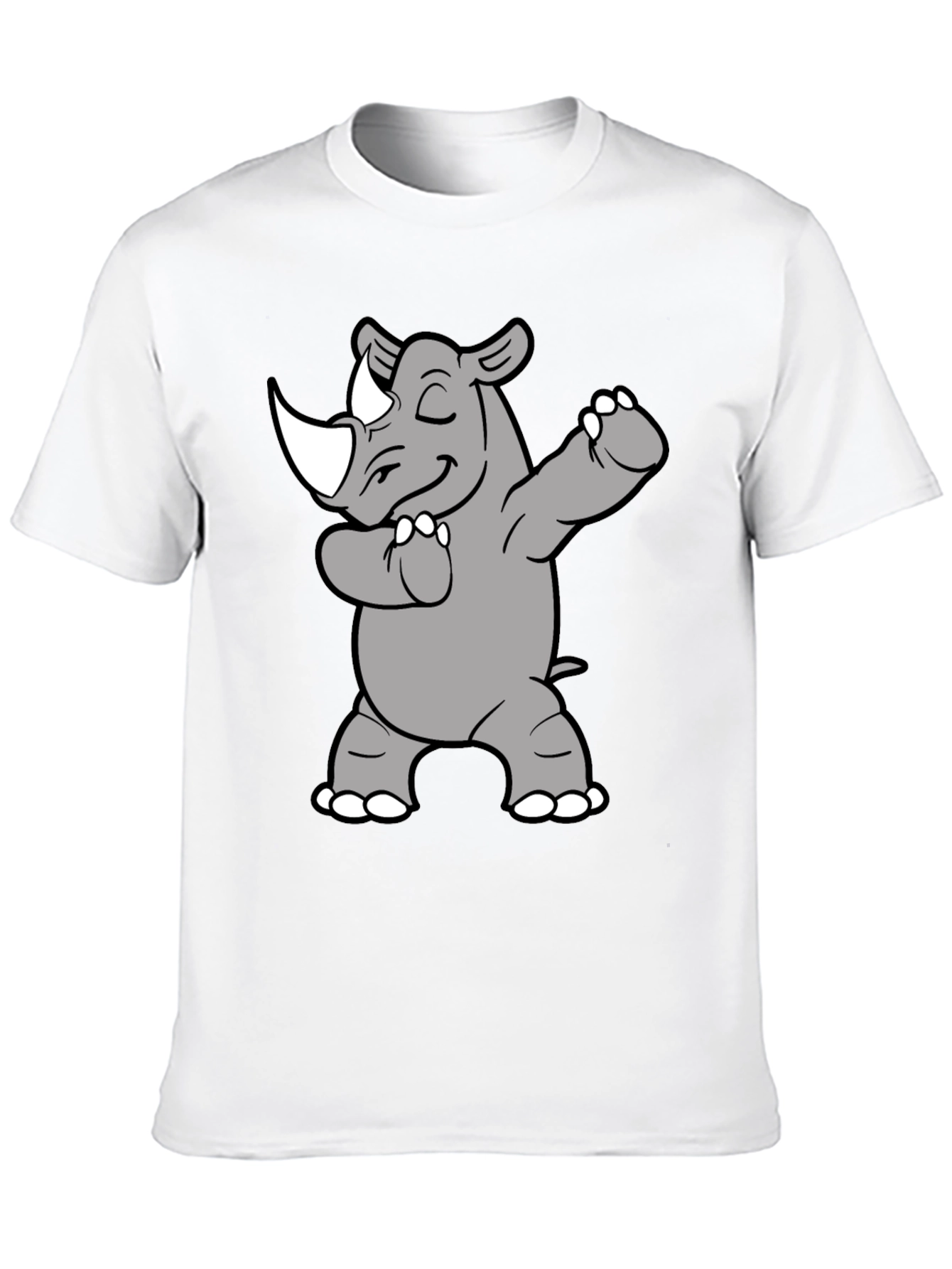 Black Dabbing Rhino Graphic Tee - Black Cotton Blend view 10