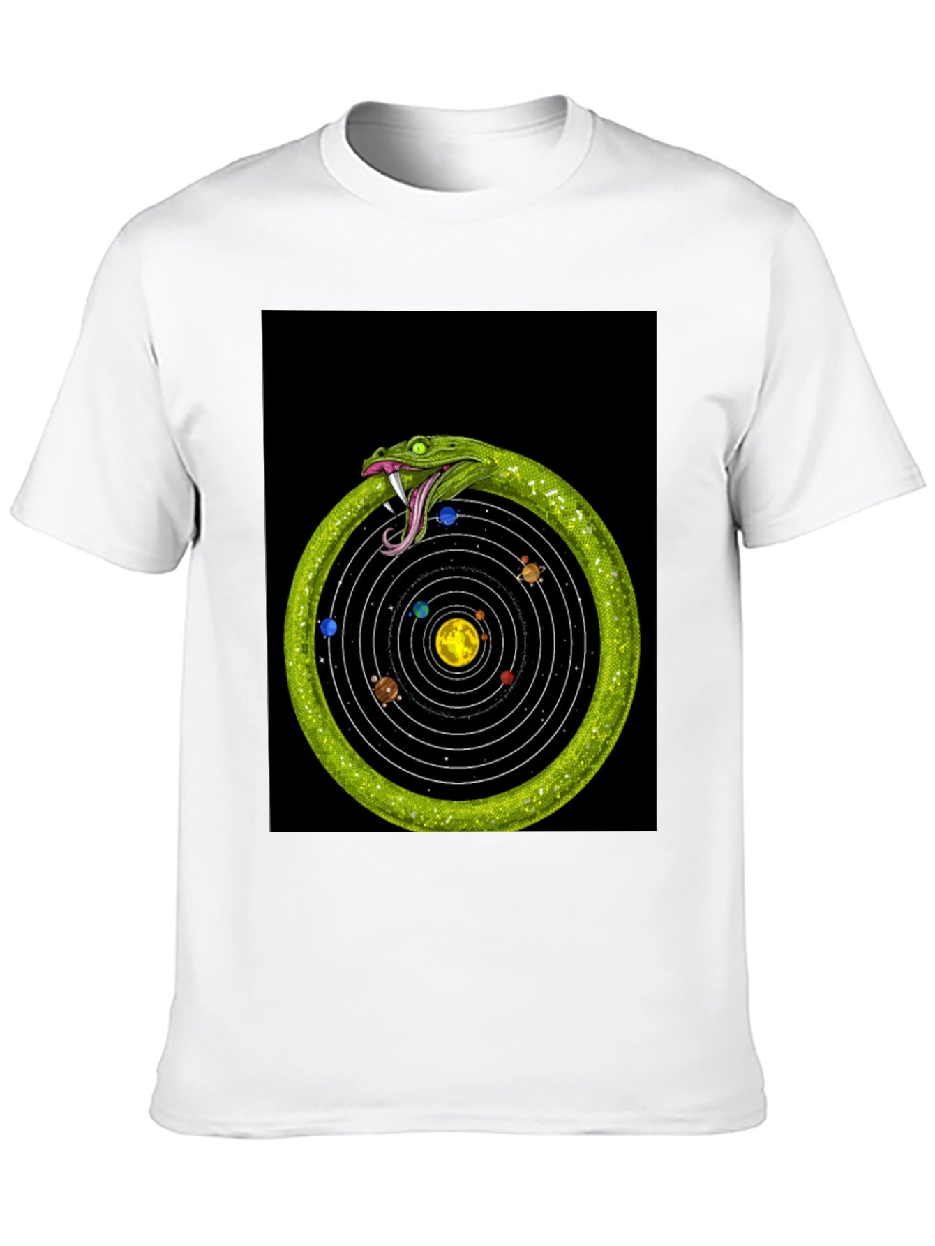Black Ouroboros Solar System T-Shirt view 10
