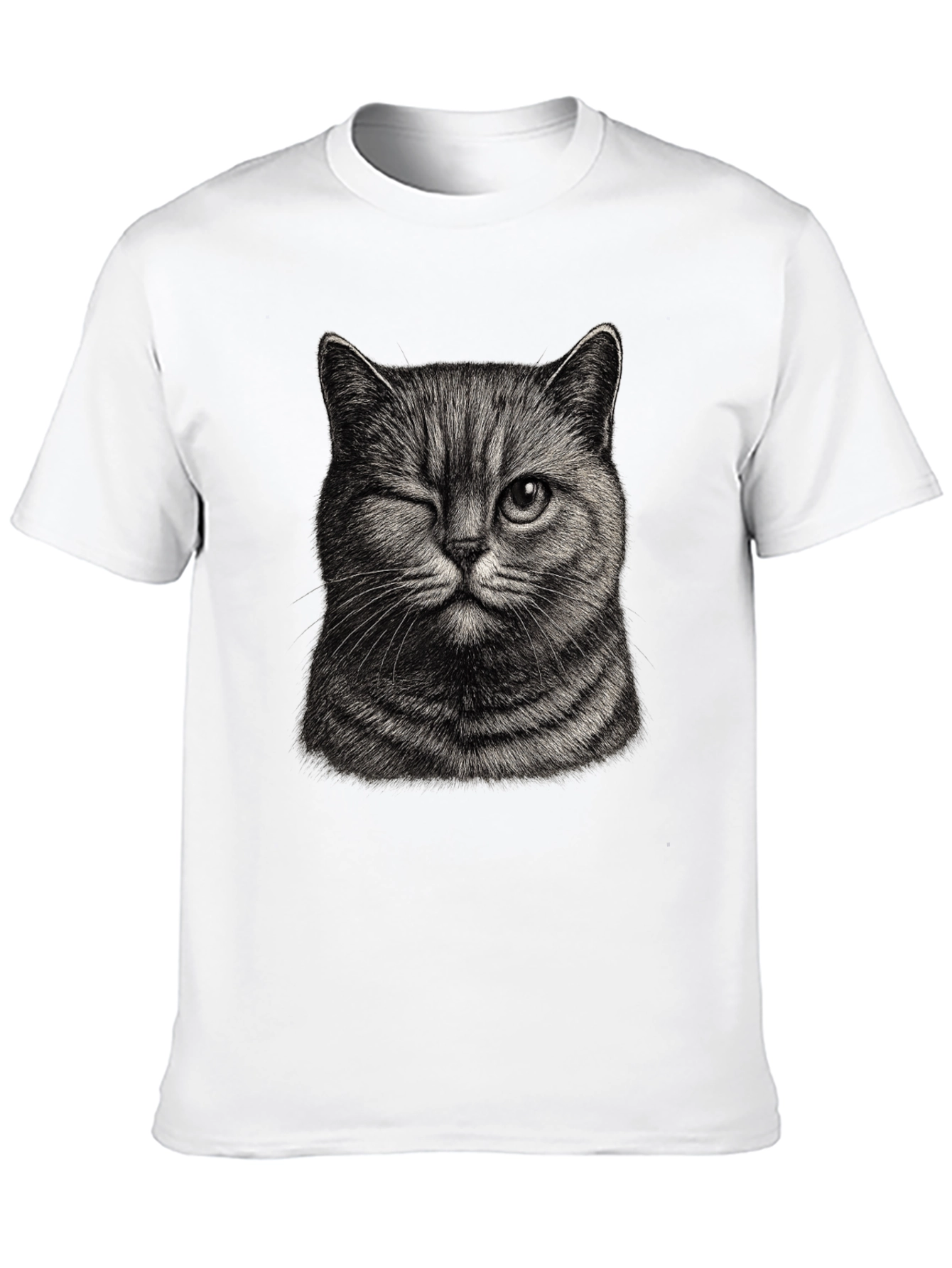 Black Winking Cat Graphic Tee - Men's Black T-Shirt view 10