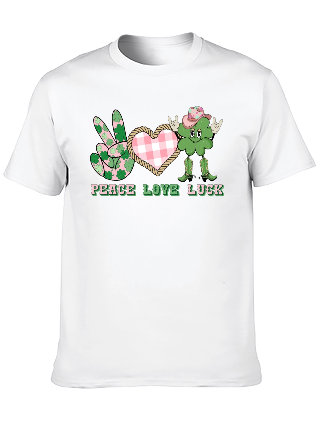 Black Peace Love Luck St. Patrick's Day T-Shirt view 10