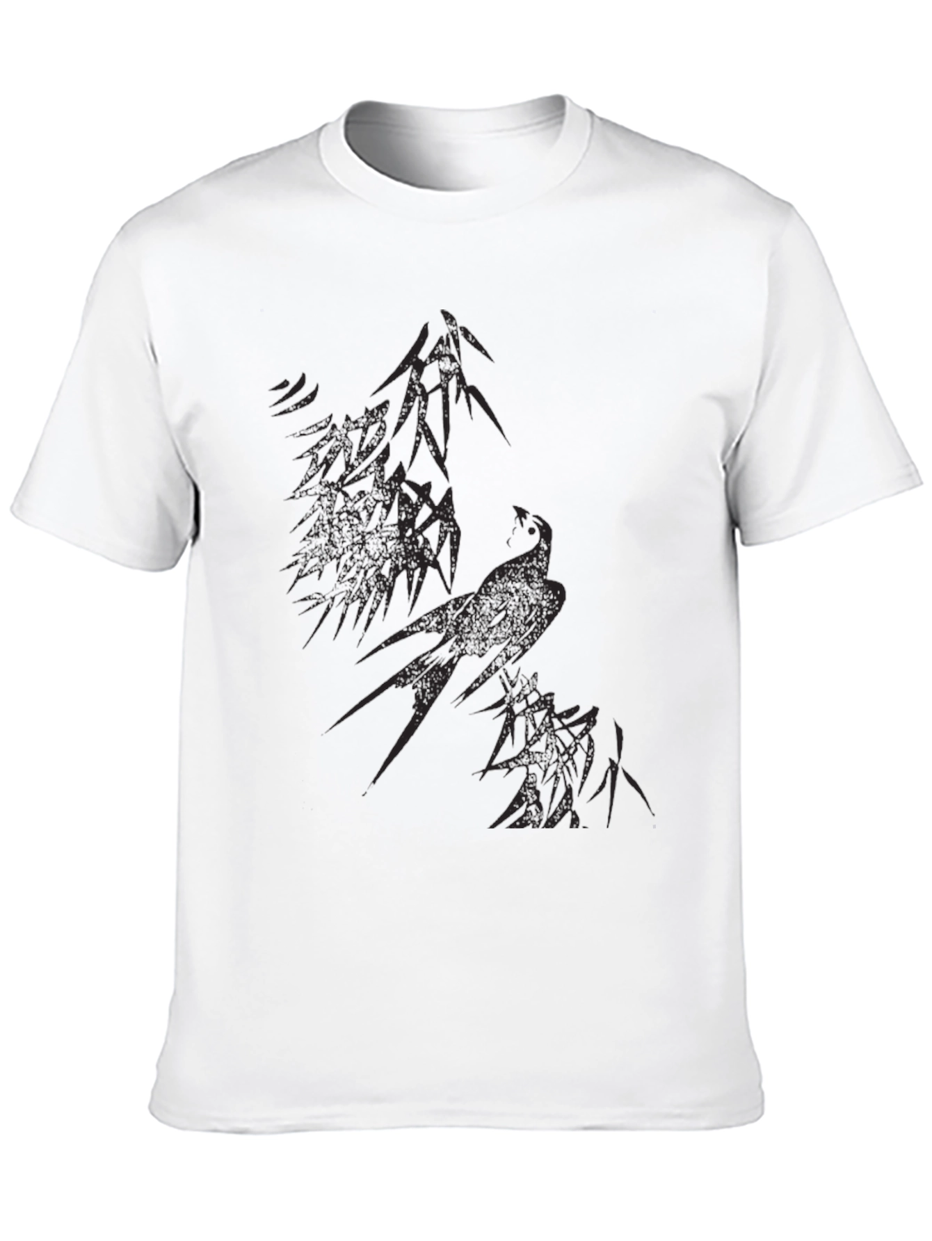 Black Abstract Bird Graphic Black T-Shirt view 10