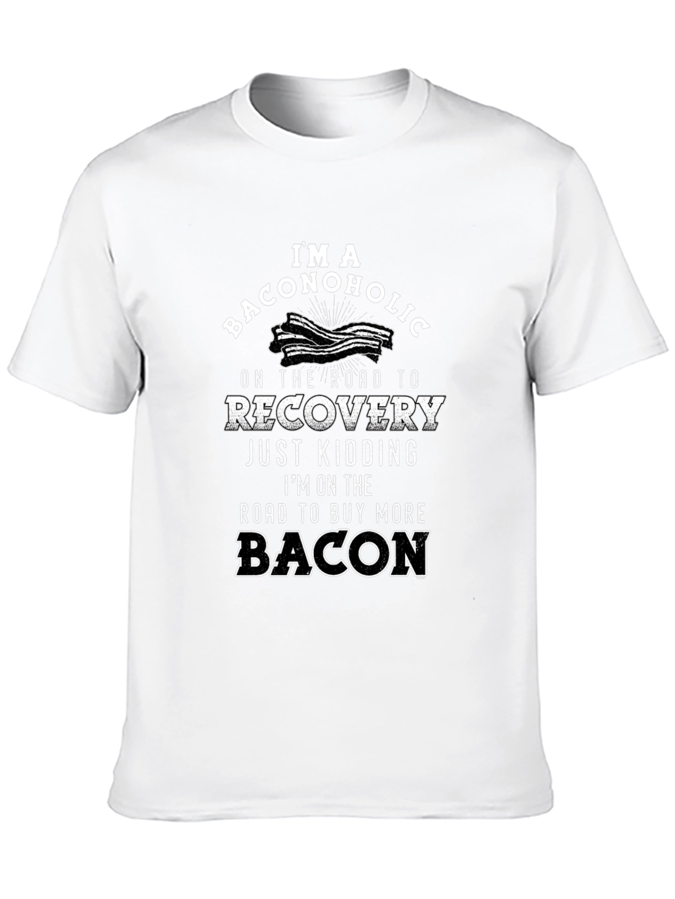 Black Baconoholic T-Shirt - Recovery Just Kidding view 10