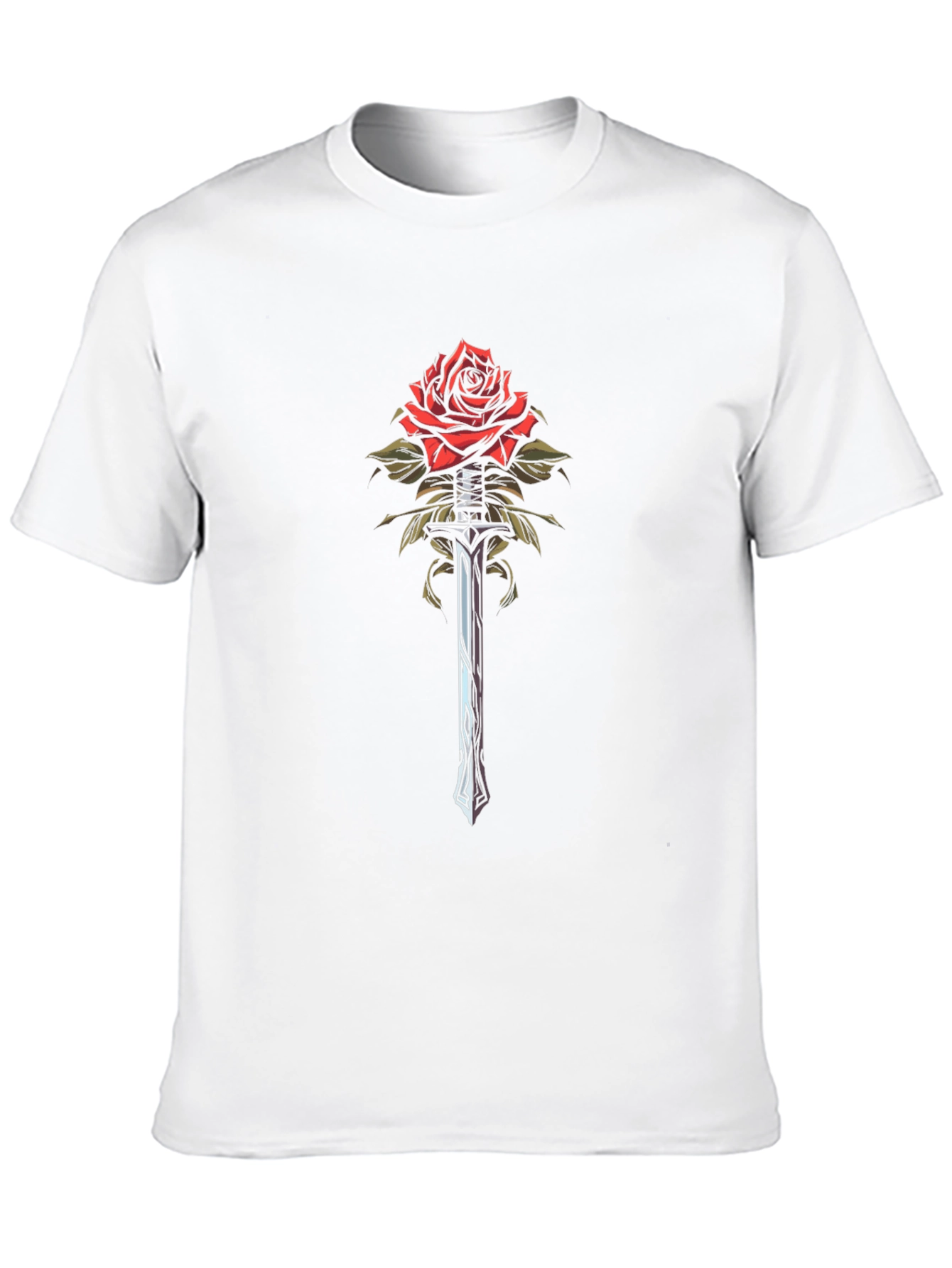Black Rose and Sword Graphic Tee - Men's Black T-Shirt view 10
