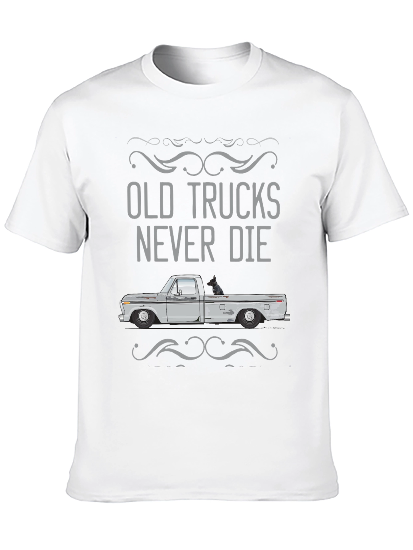 Black Old Trucks Never Die Graphic Tee view 10