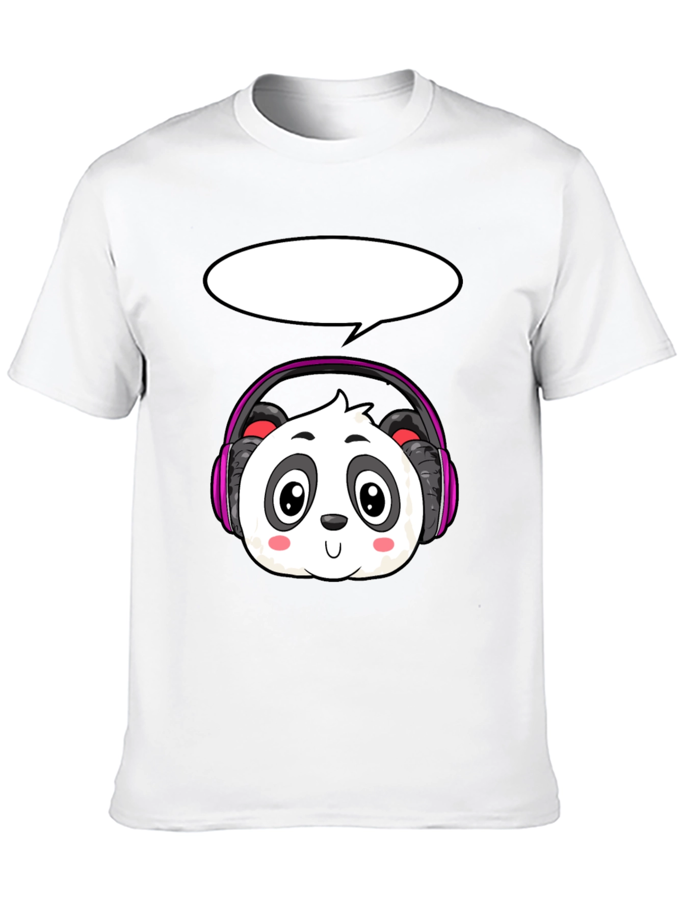 Black Cartoon Panda with Headphones T-Shirt view 10