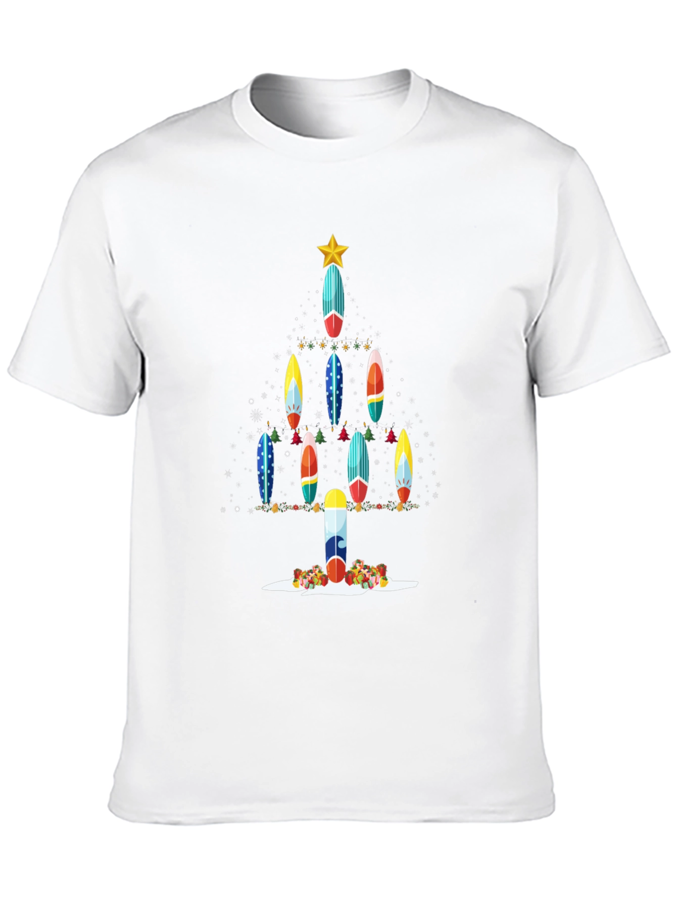 Black Surfboard Christmas Tree T-Shirt view 10