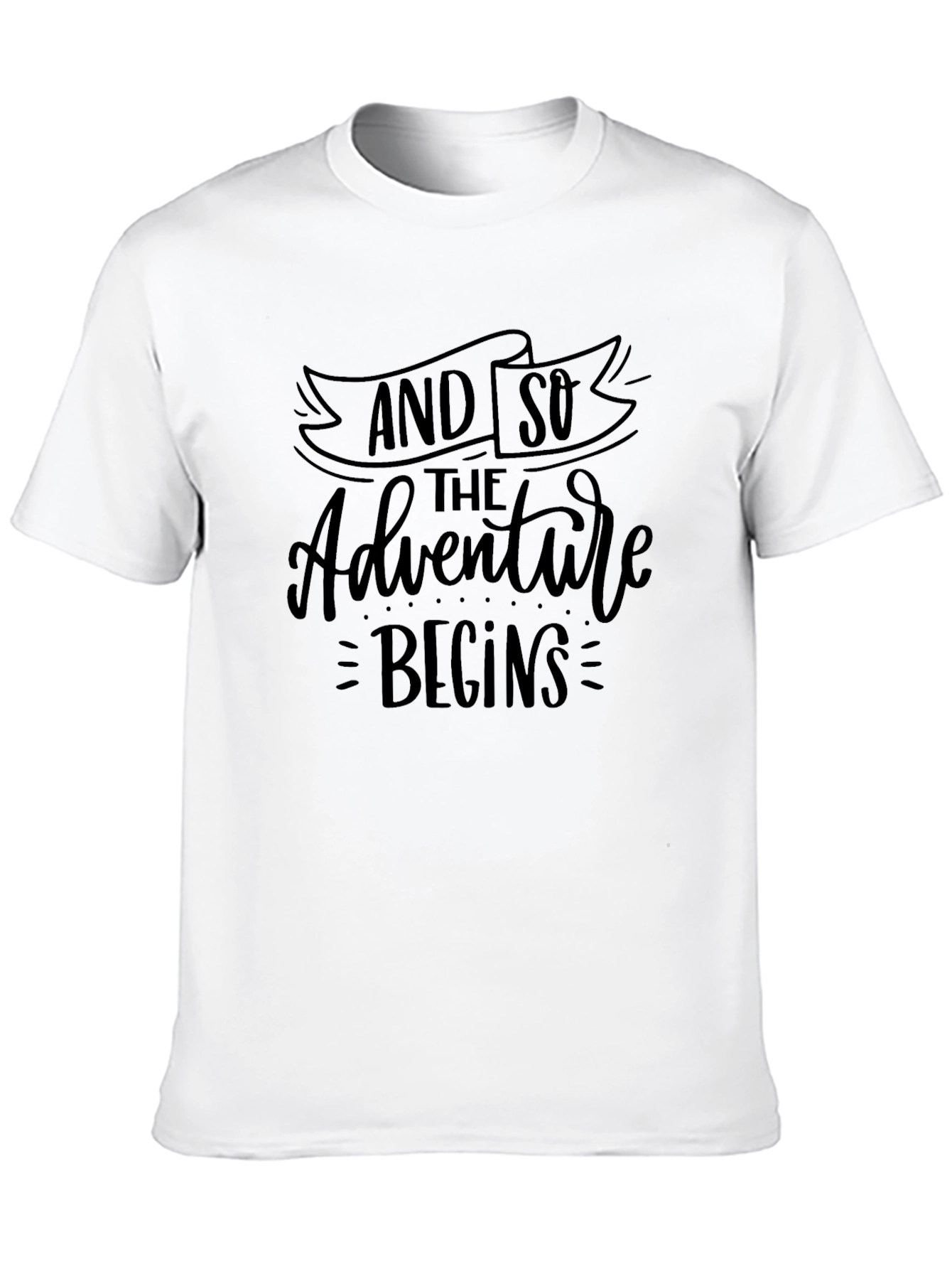 Black Adventure Begins Graphic Tee - Black Cotton T-Shirt view 10